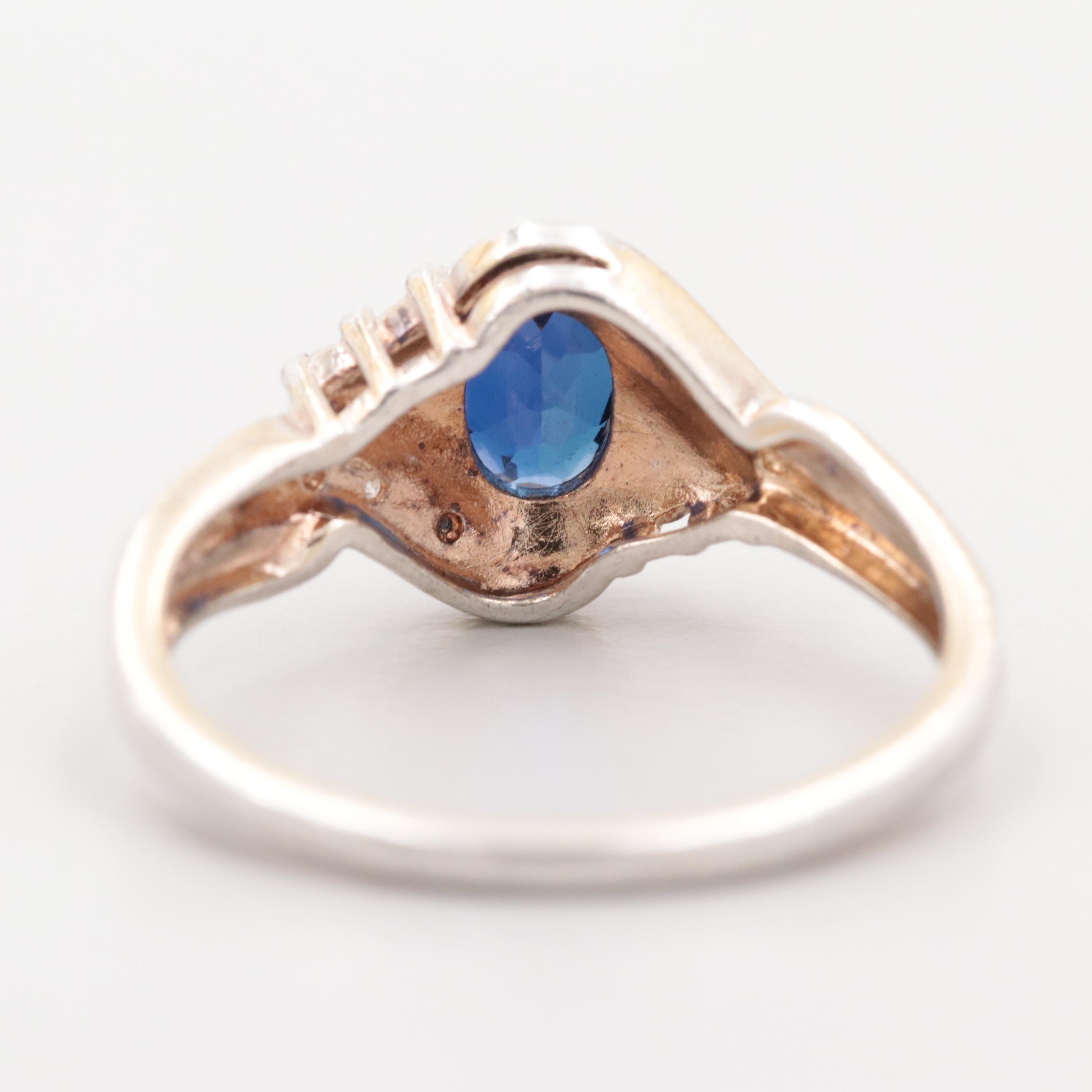 Sterling Silver Synthetic Blue Sapphire Ring