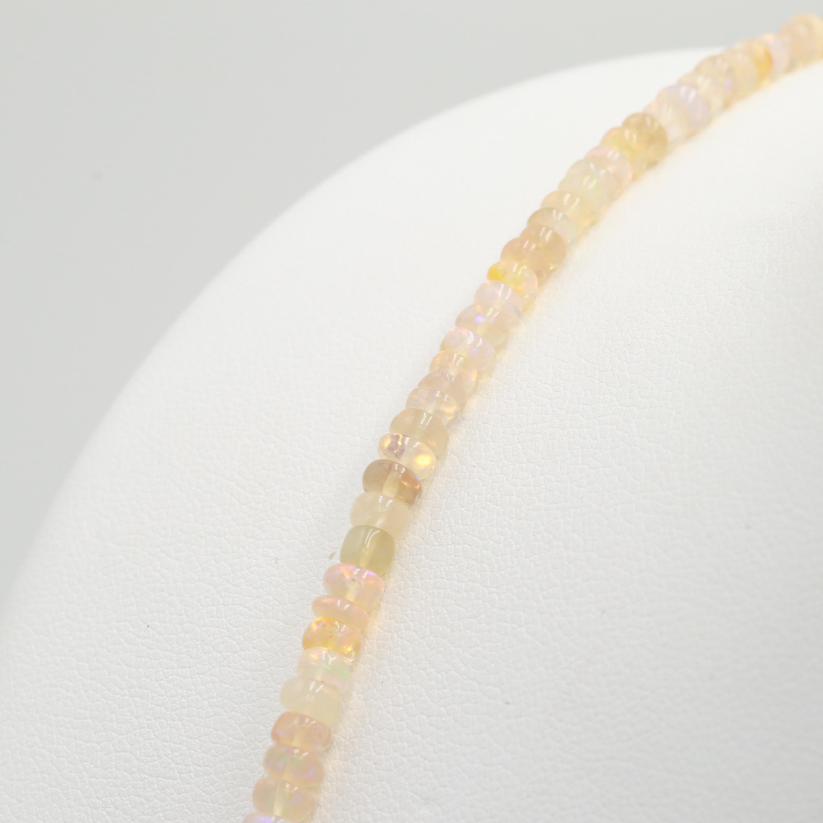 Silver Tone Opal Beaded Necklace