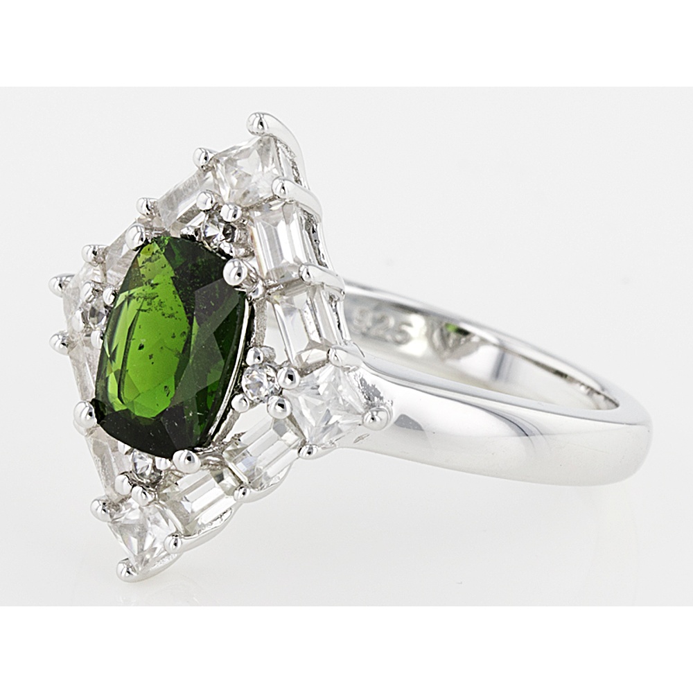 Sterling Silver Diopside and Zircon Ring
