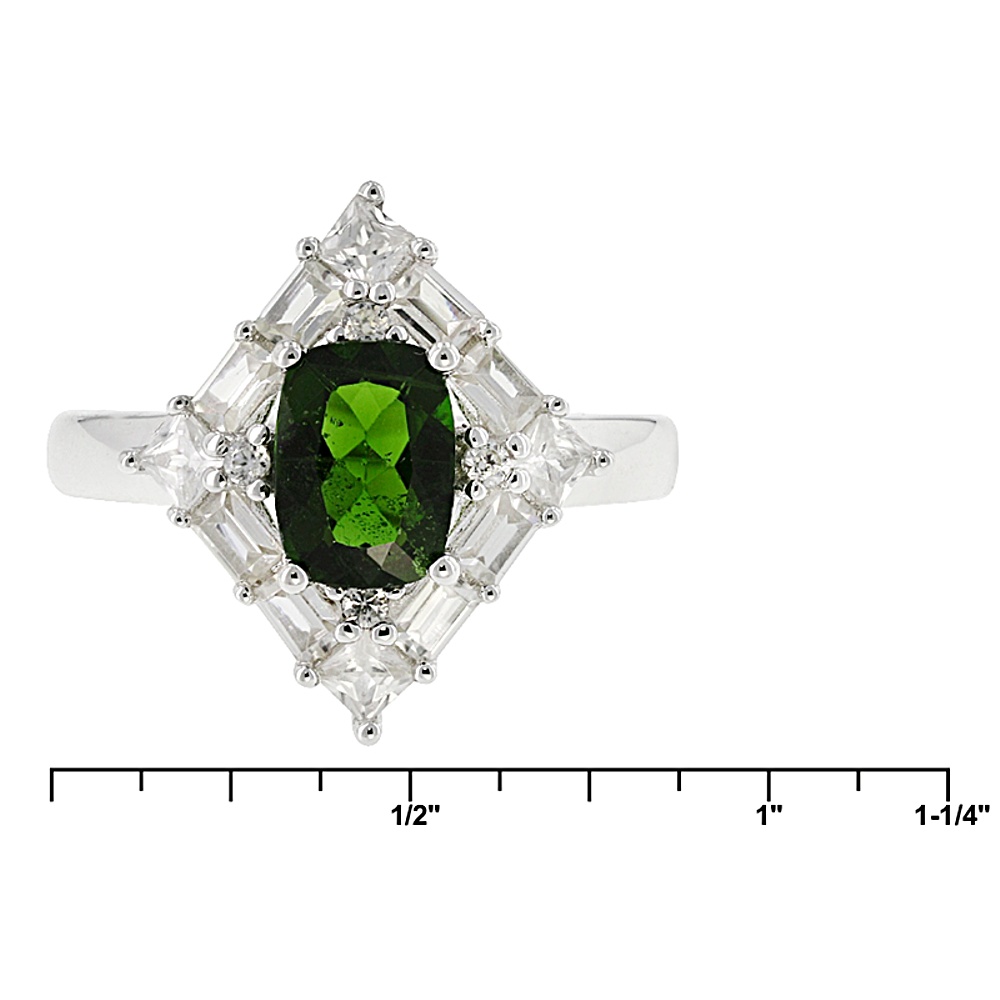 Sterling Silver Diopside and Zircon Ring