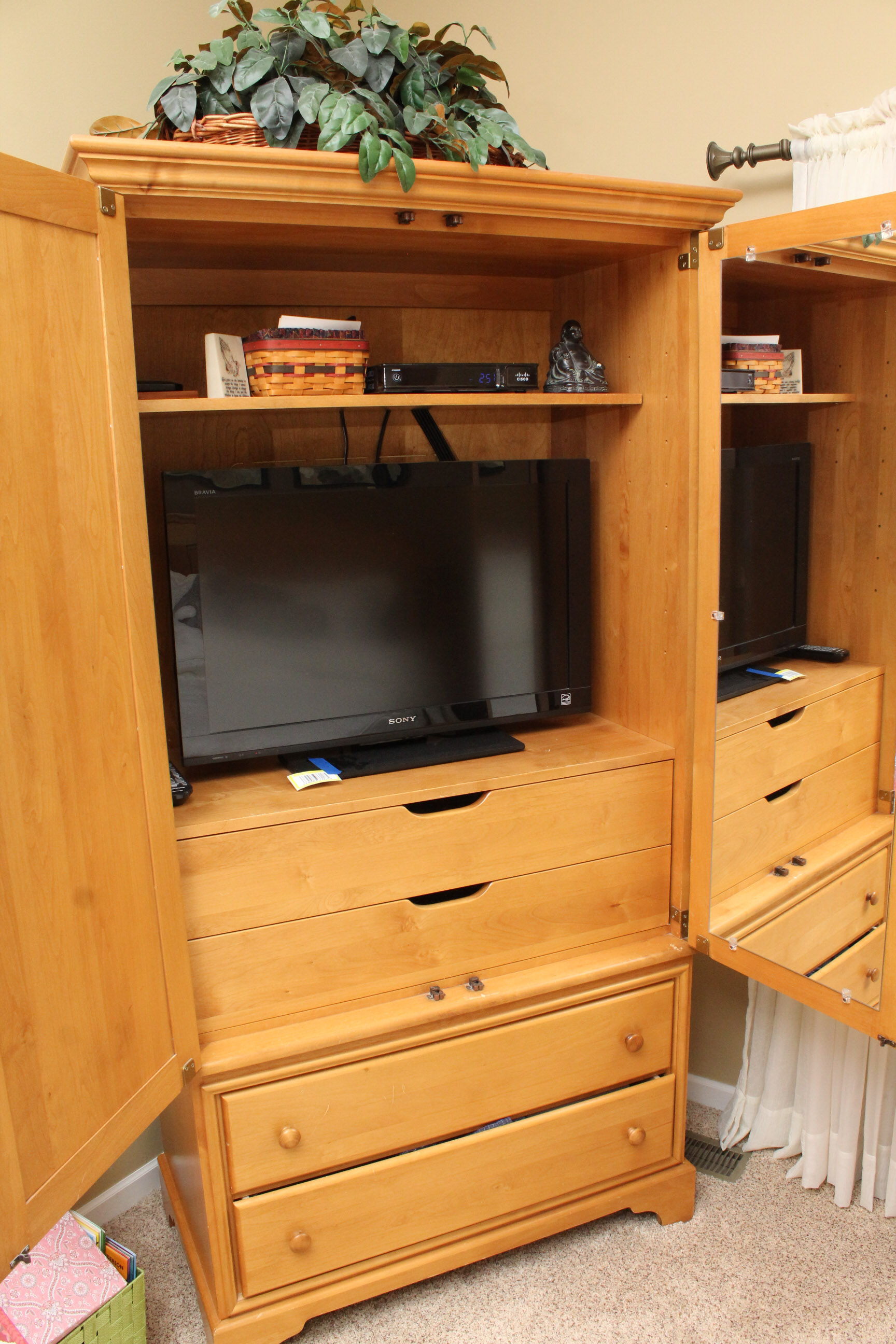 Contemporary Wooden Entertainment Armoire