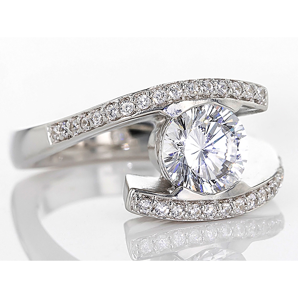 Sterling Silver Diamond Simulant Ring