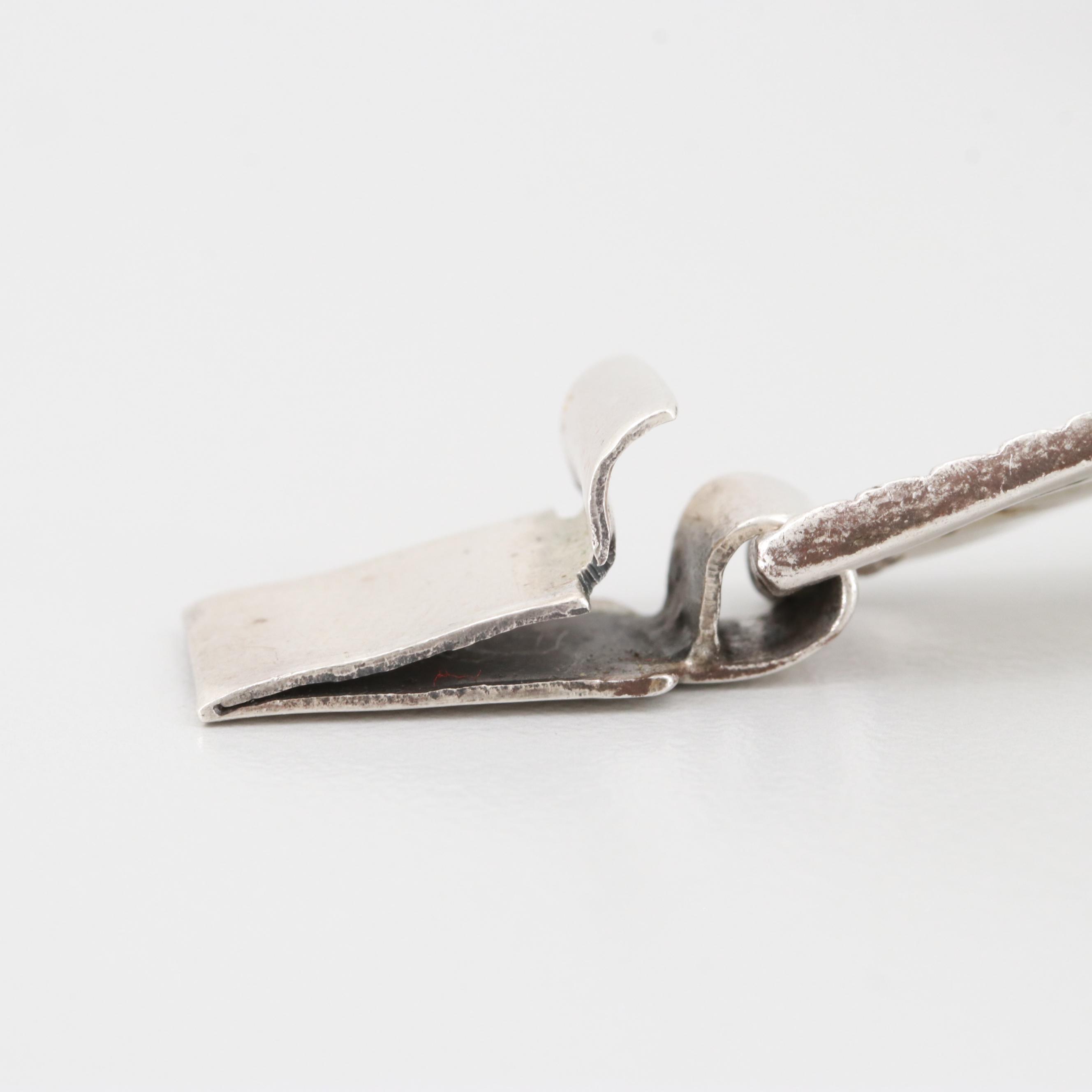 Taxco Sterling Silver Carved Glass Aztec Warrior Necklace