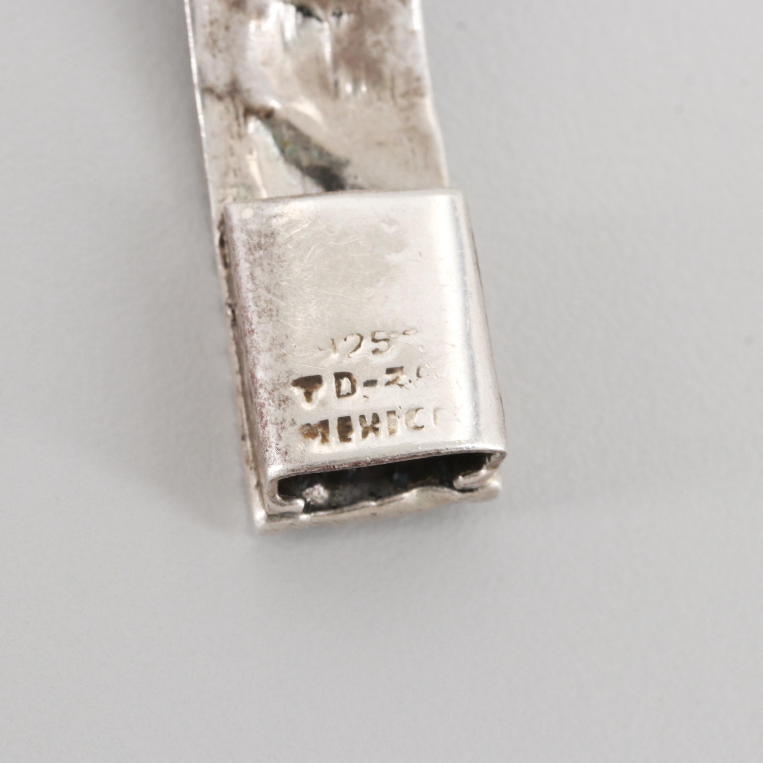 Taxco Sterling Silver Carved Glass Aztec Warrior Necklace