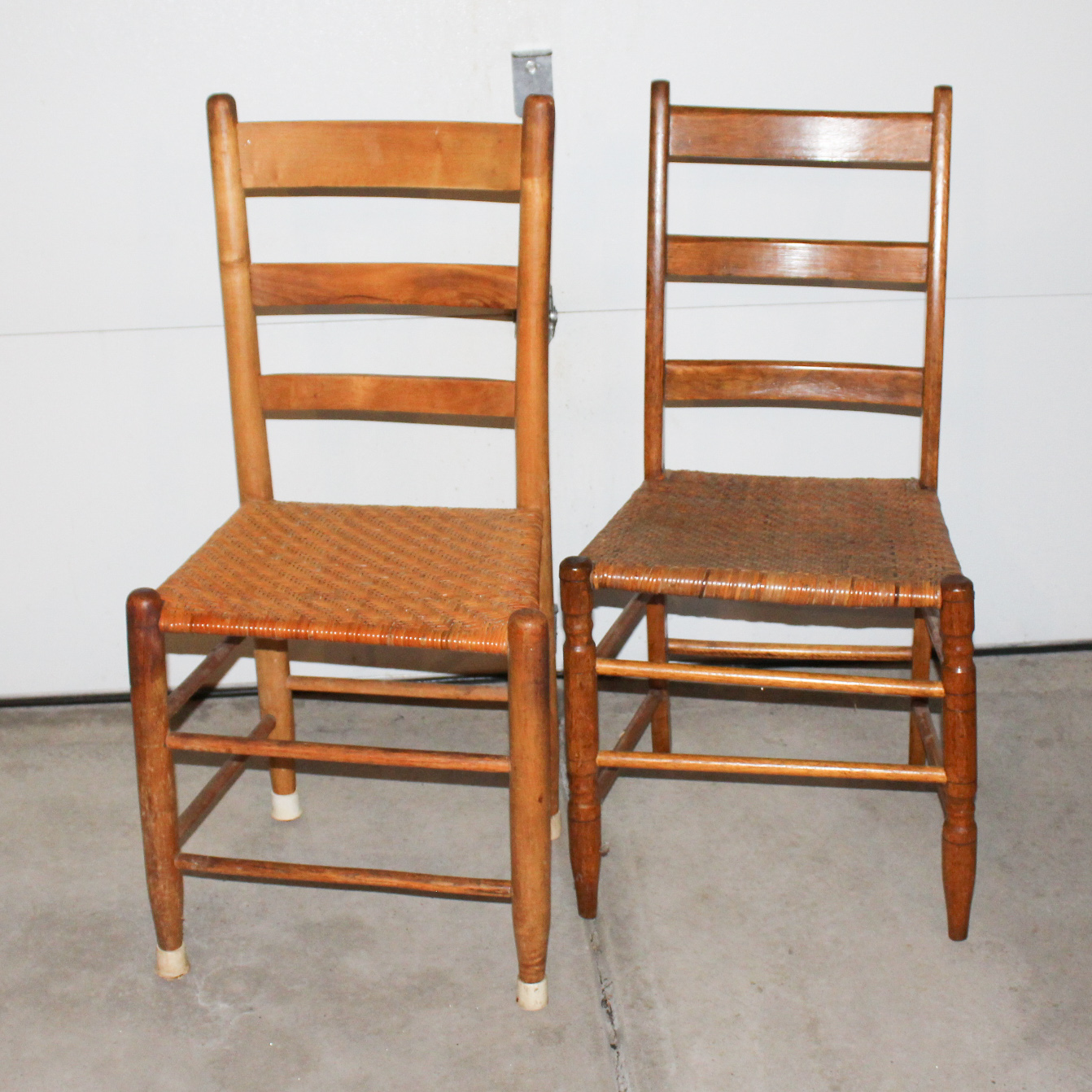Wooden Ladder Back Chairs, Set of Two