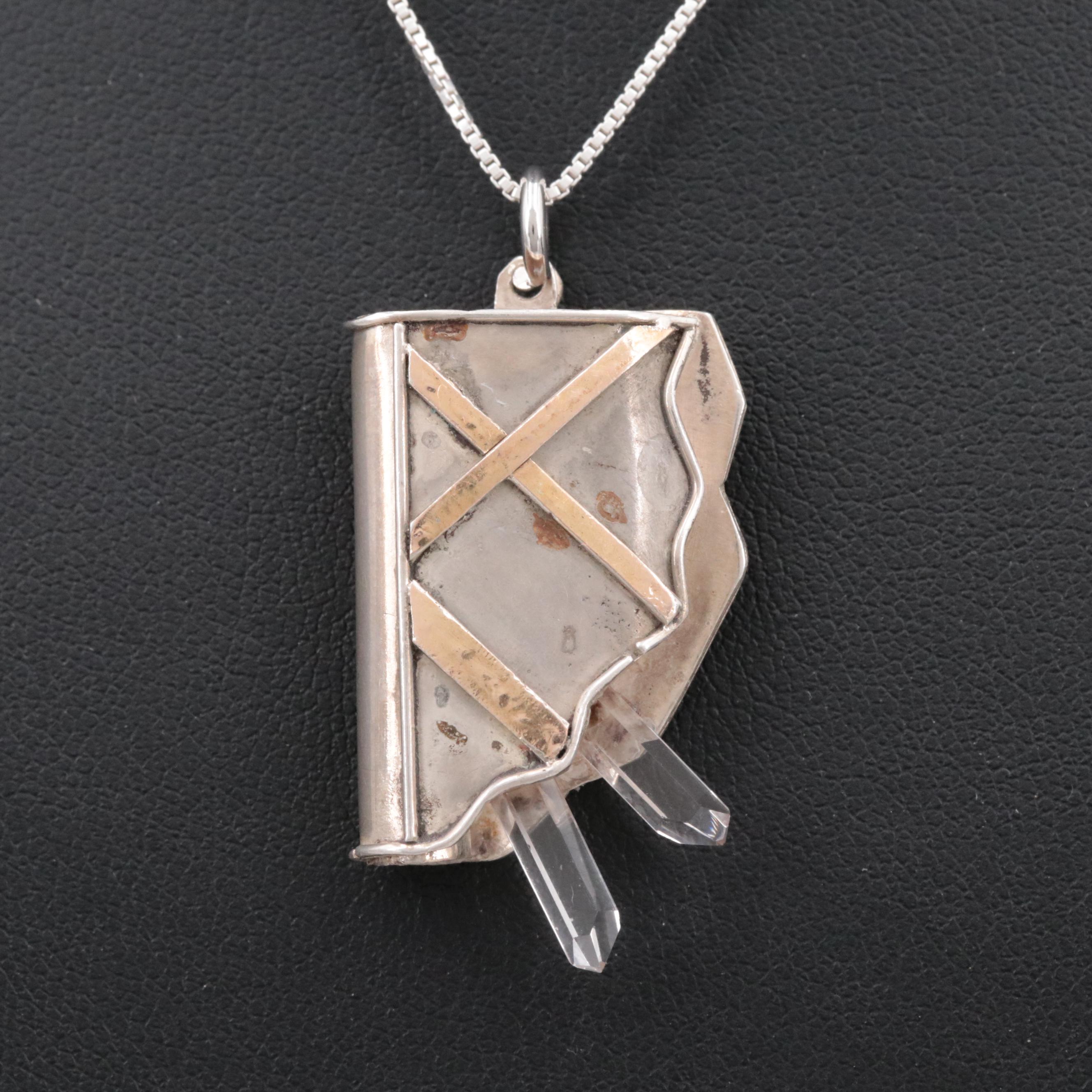 Sterling Silver Quartz Pendant Necklace