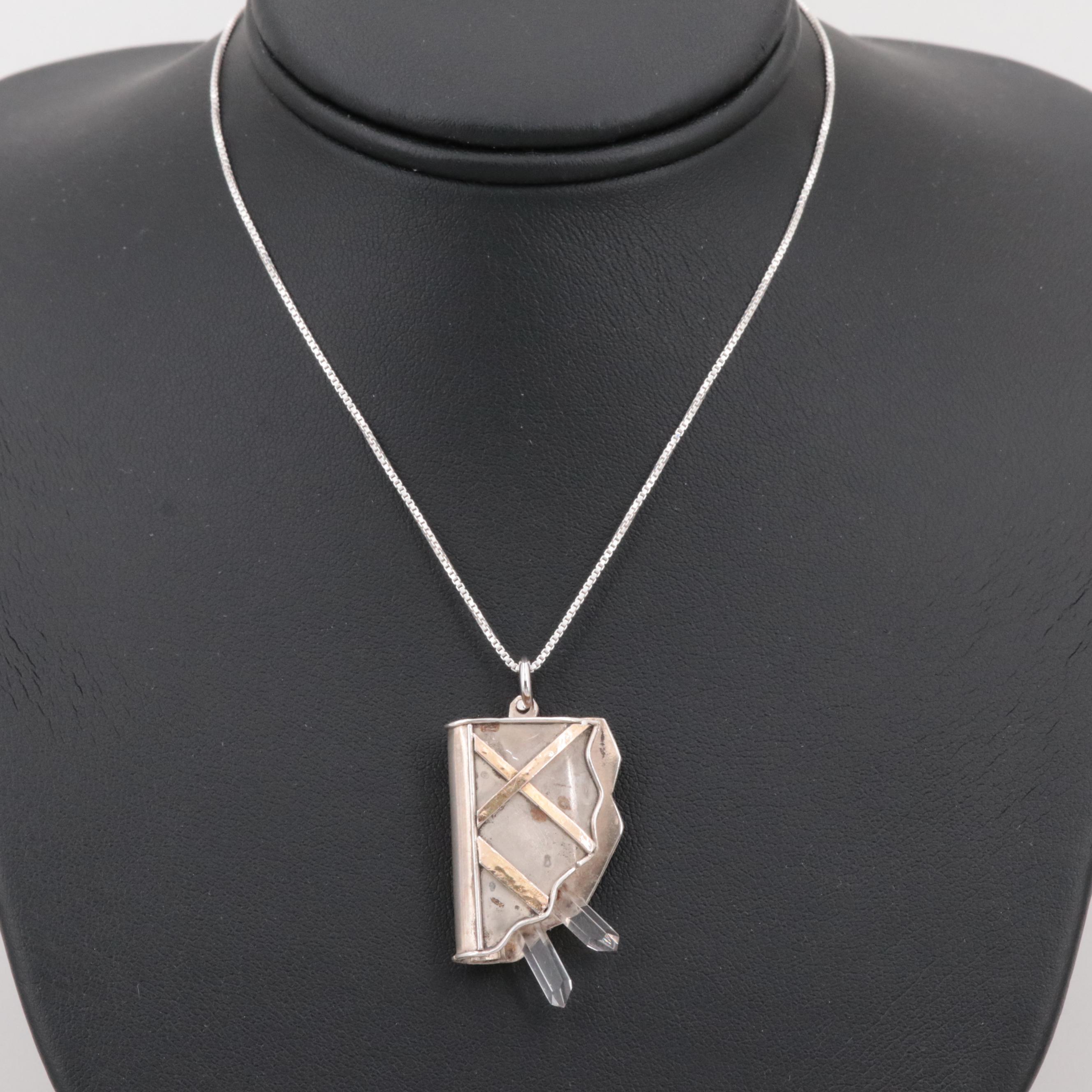 Sterling Silver Quartz Pendant Necklace