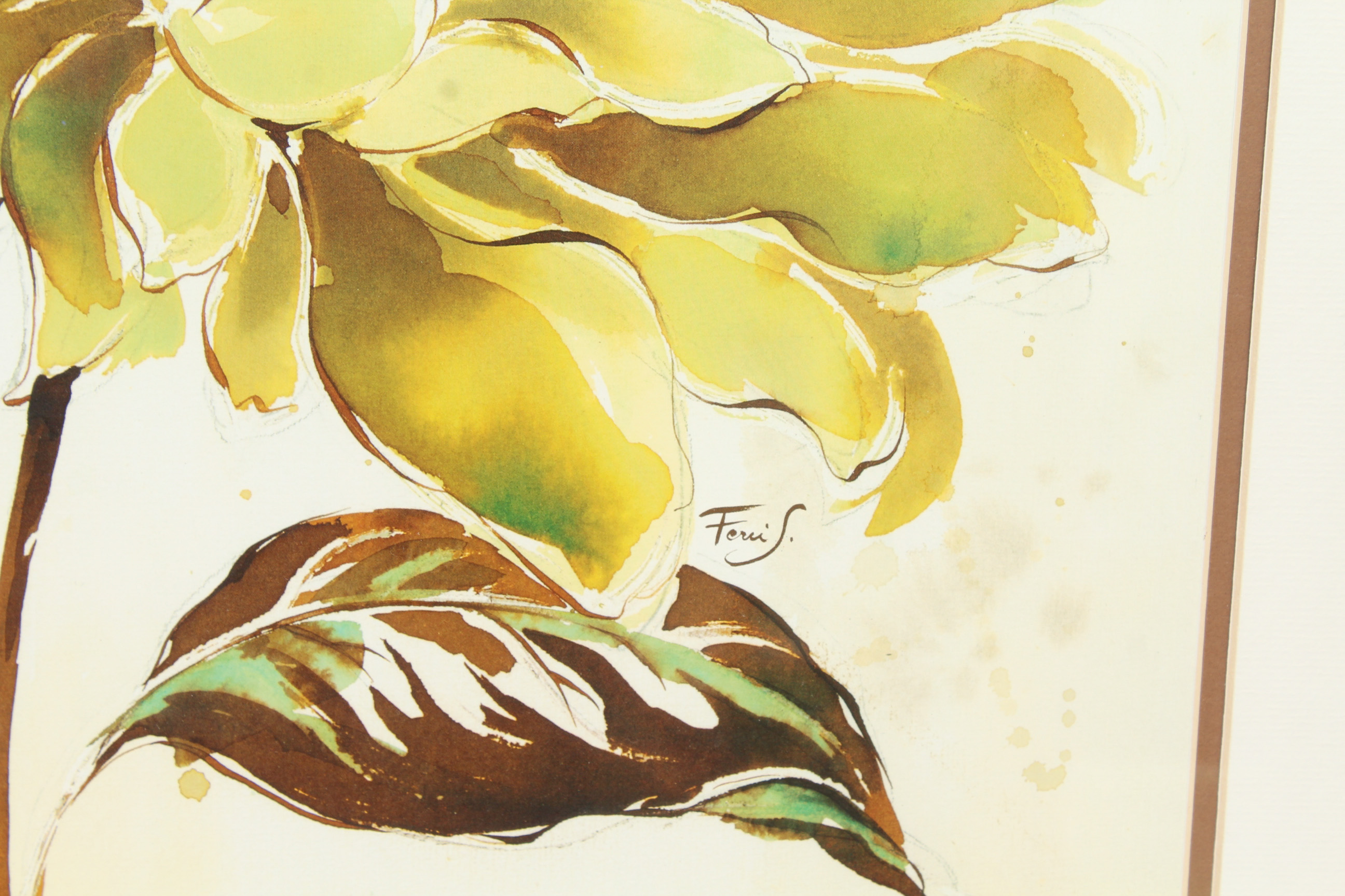 Floral Themed Offset Lithograph Wall Art