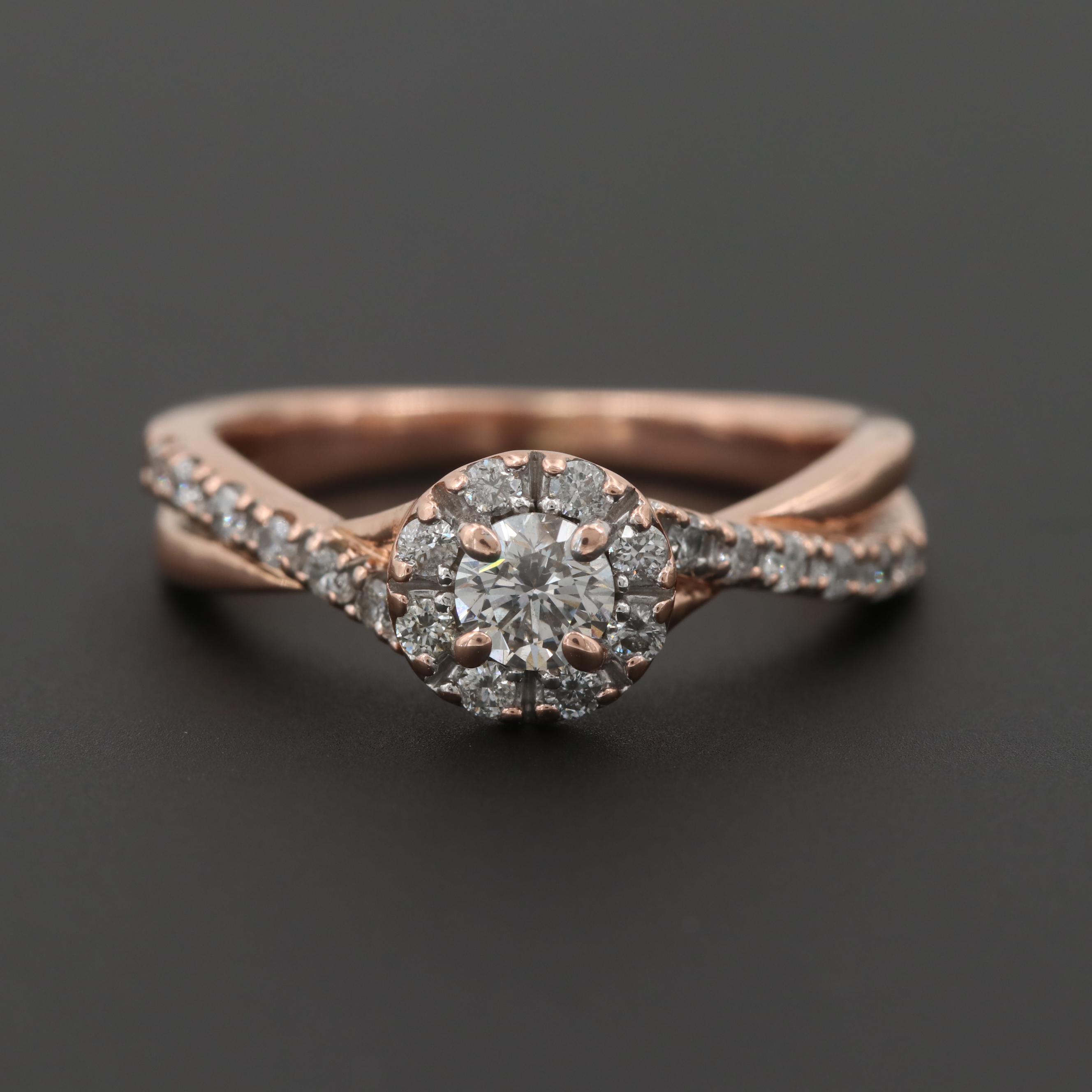 10K Rose Gold Diamond Ring