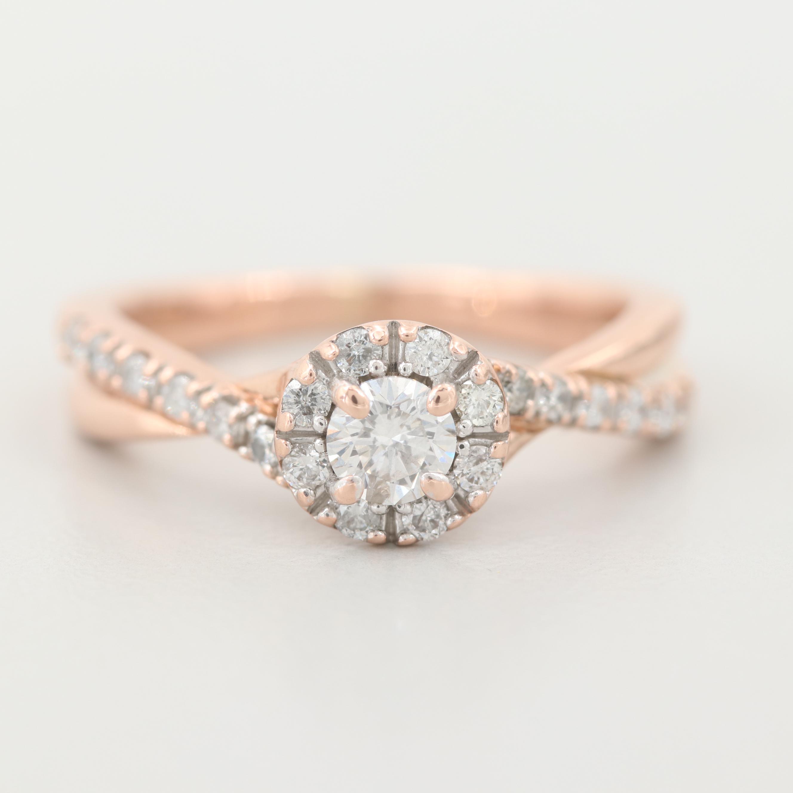 10K Rose Gold Diamond Ring