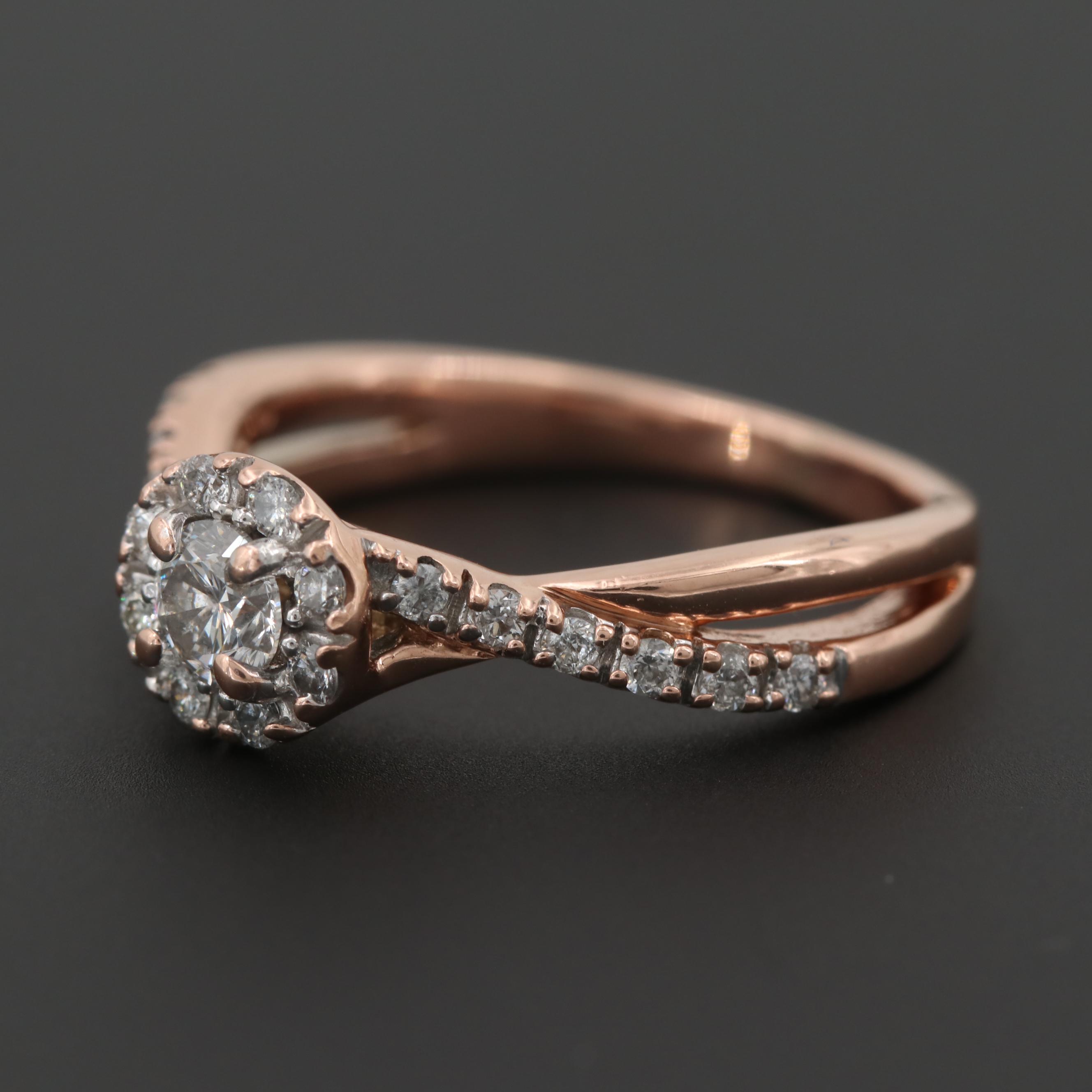 10K Rose Gold Diamond Ring