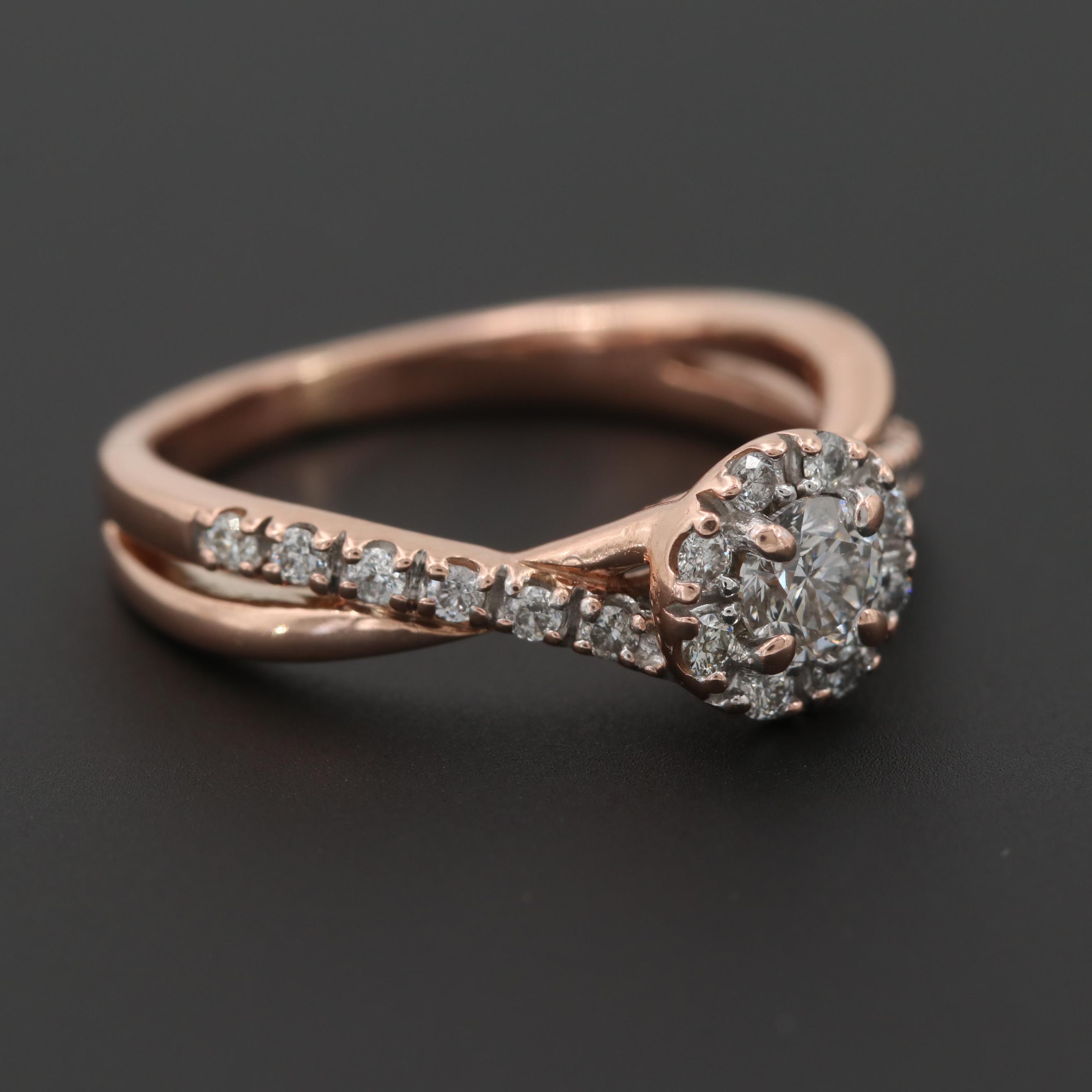 10K Rose Gold Diamond Ring
