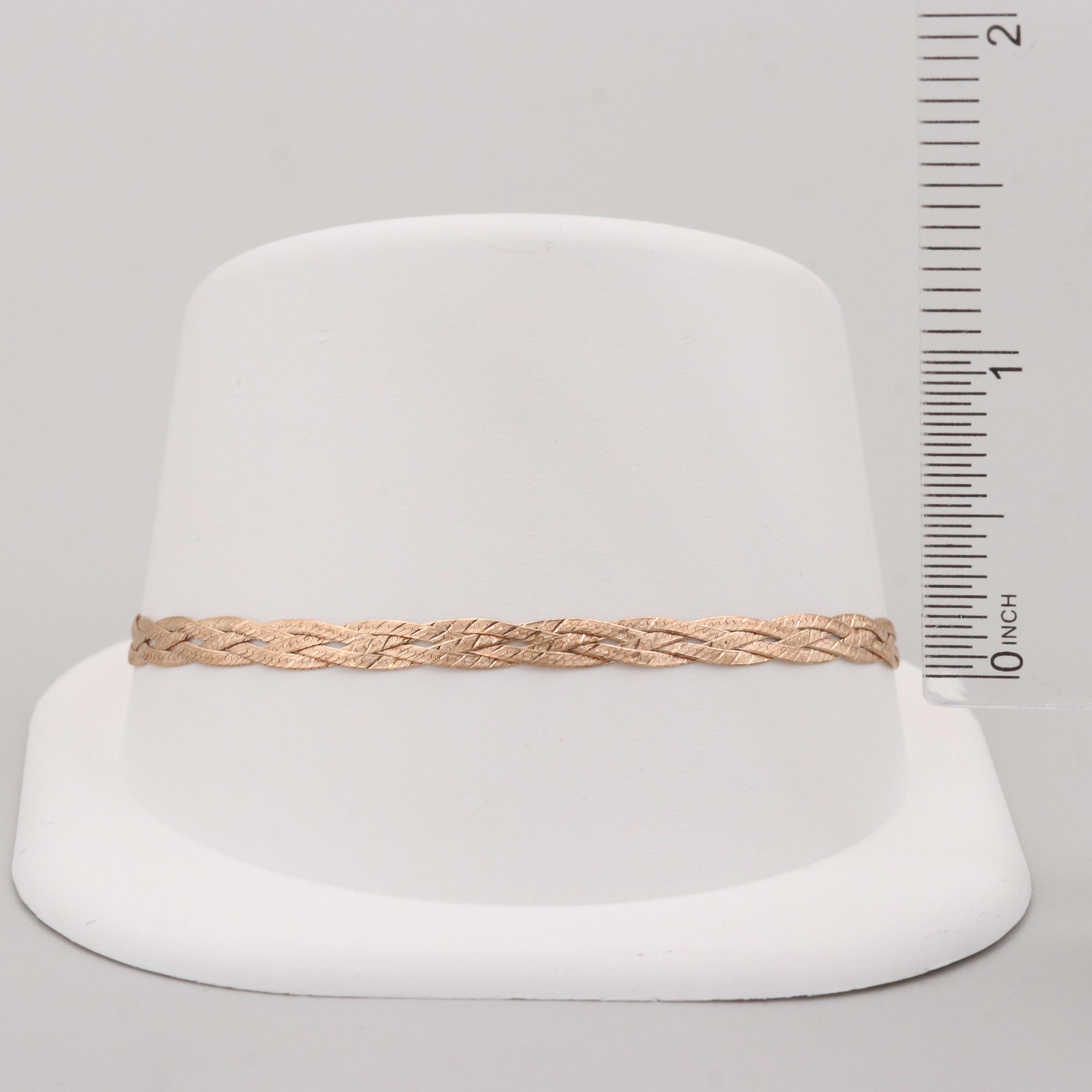 14K Yellow Gold Braided Herringbone Bracelet