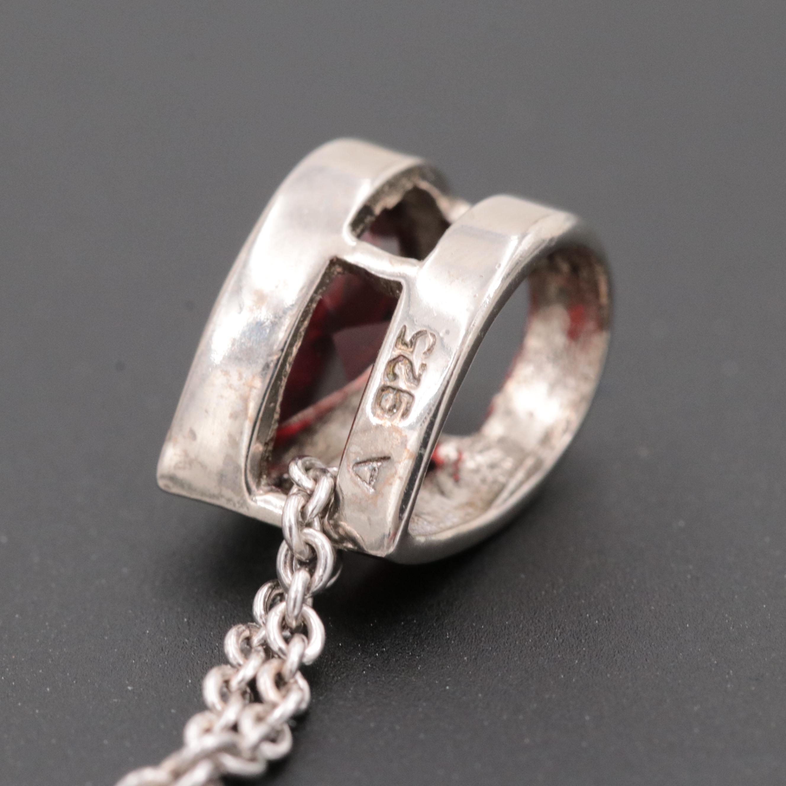 Sterling Silver Gemstone Dangle Earring, Ring and Pendant Necklace