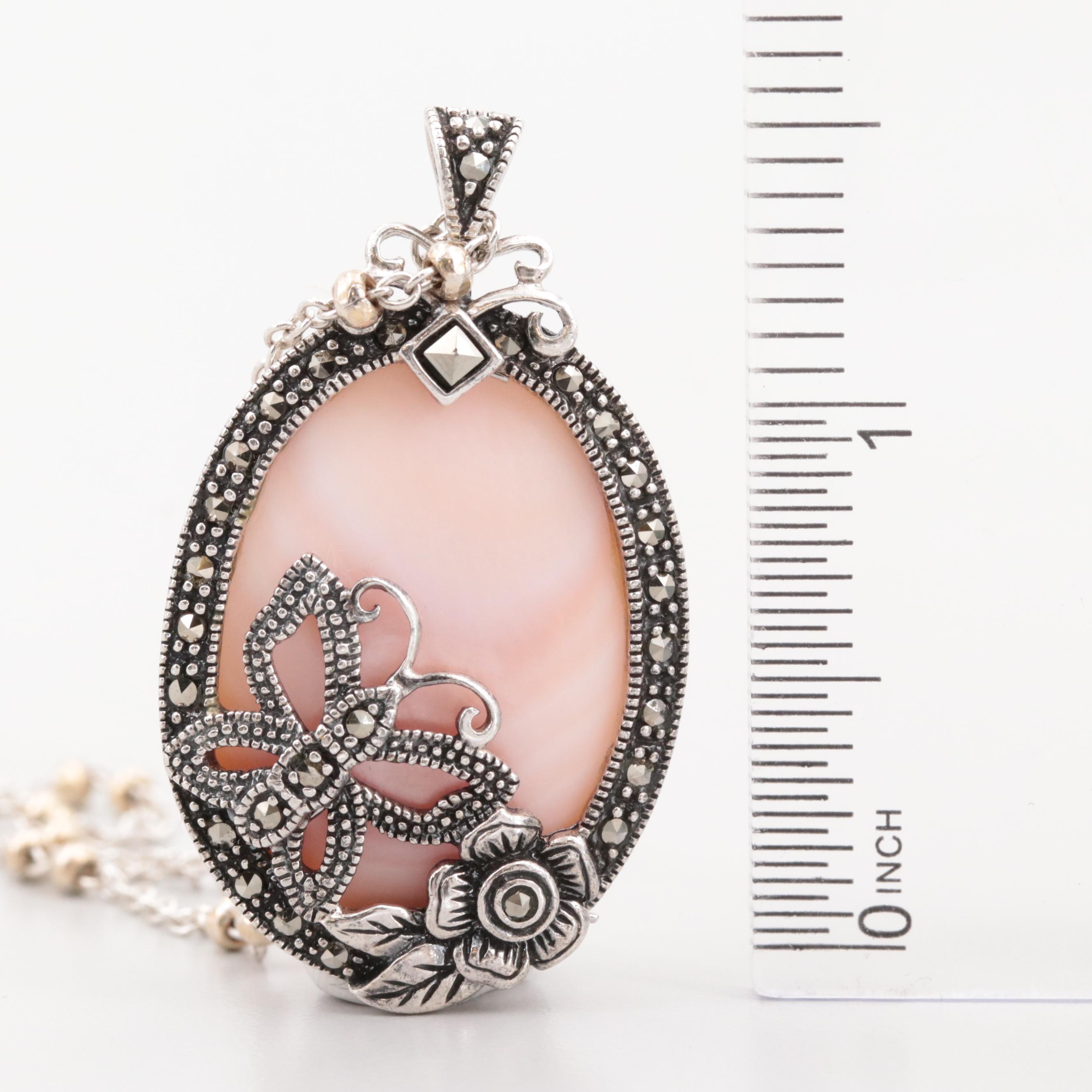 Sterling Silver Gemstone Earrings and Pendant Necklace with Gold Wash Accents