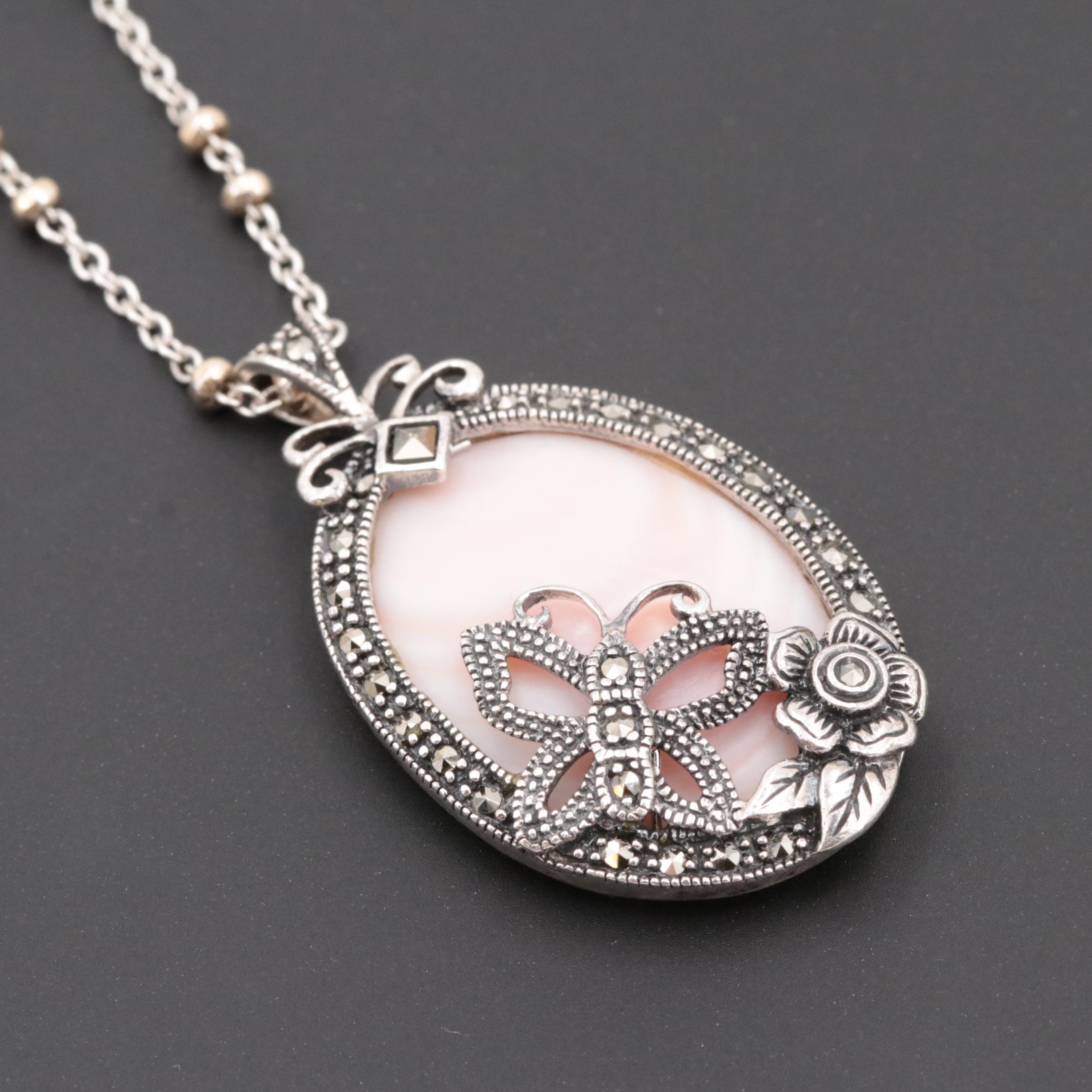 Sterling Silver Gemstone Earrings and Pendant Necklace with Gold Wash Accents