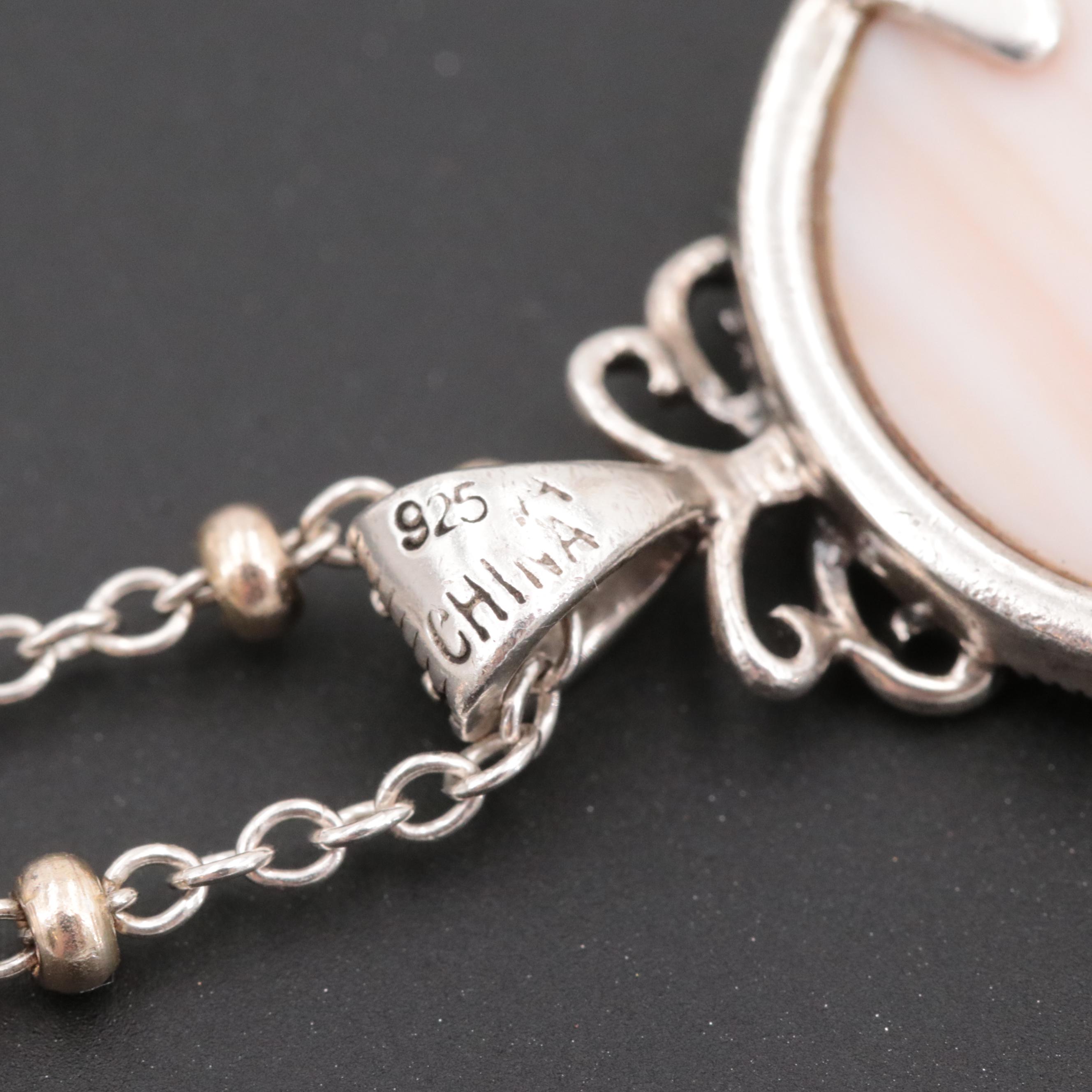 Sterling Silver Gemstone Earrings and Pendant Necklace with Gold Wash Accents