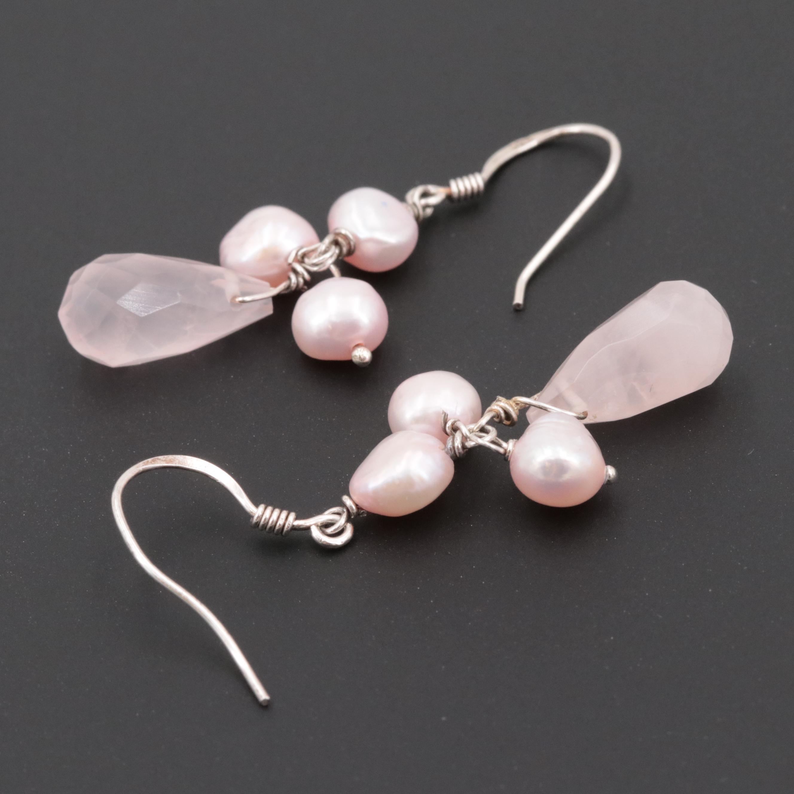 Sterling Silver Gemstone Earrings and Pendant Necklace with Gold Wash Accents