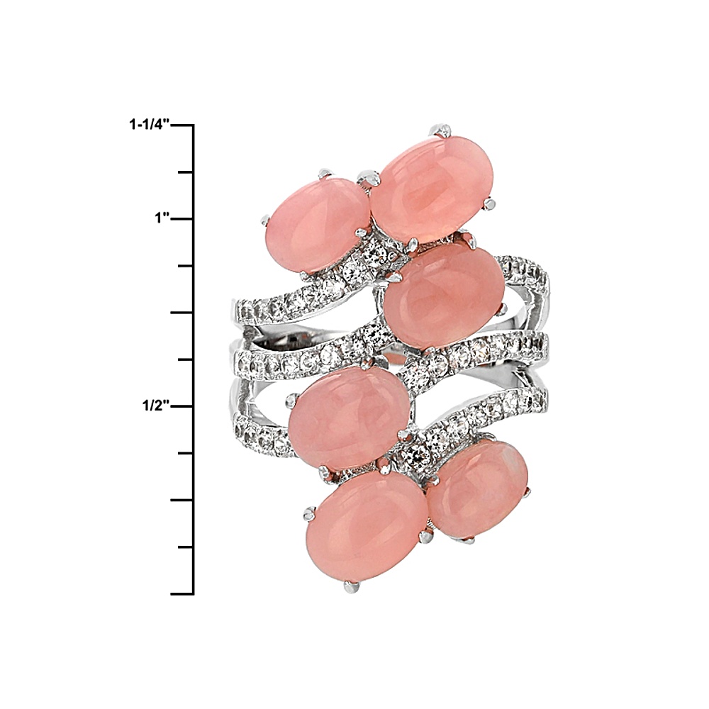 Sterling Silver Opal and Zircon Ring