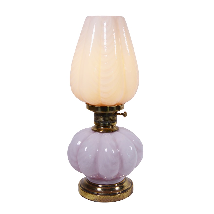 Tulip Form Pressed Glass Parlor Lamp