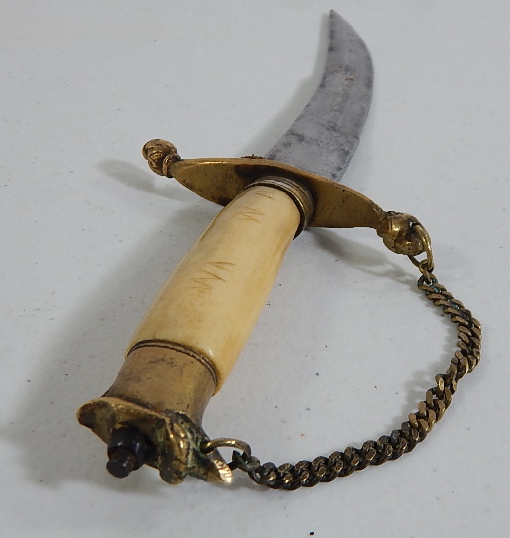 Bone and Brass Handled Hand Forged Sword with Chain Guard