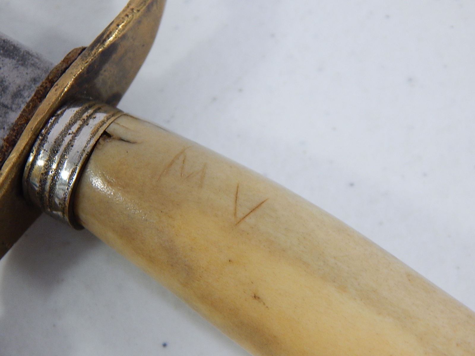 Bone and Brass Handled Hand Forged Sword with Chain Guard