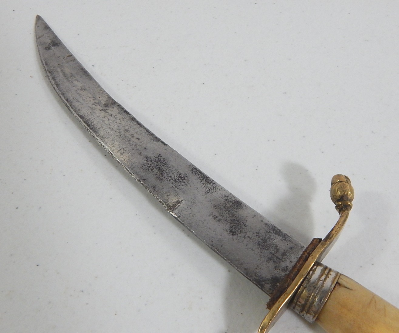 Bone and Brass Handled Hand Forged Sword with Chain Guard