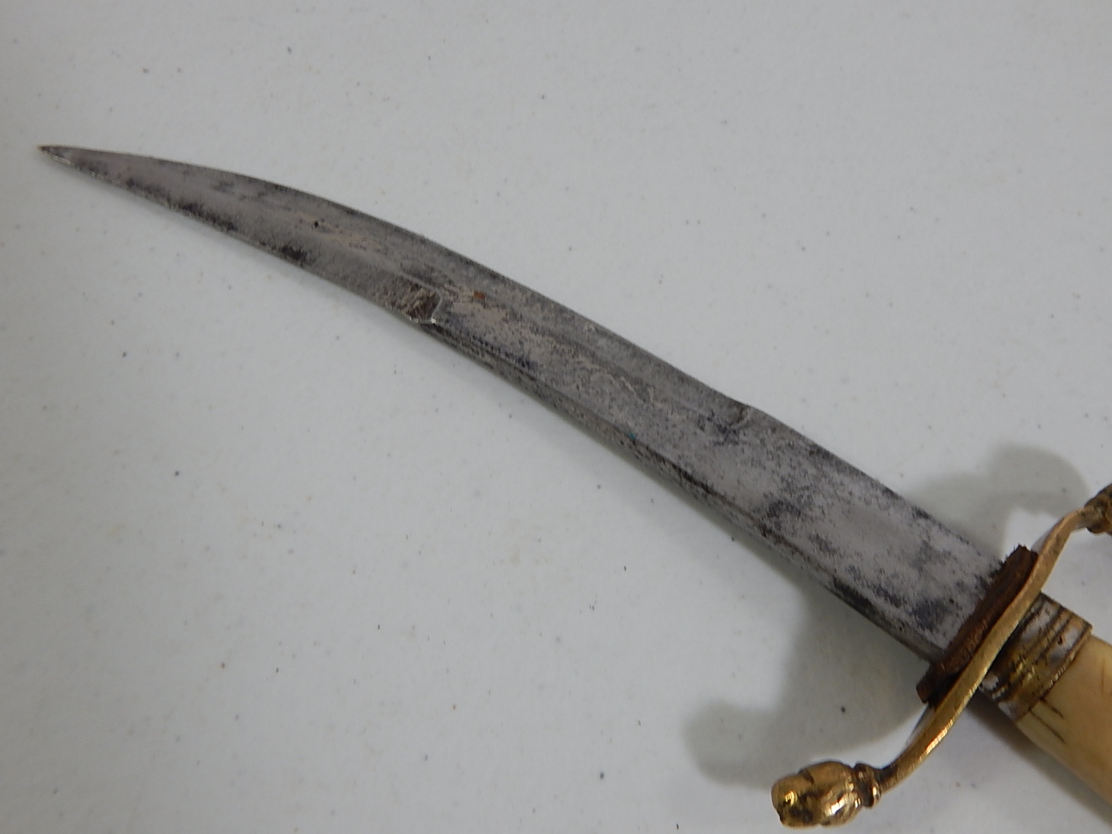 Bone and Brass Handled Hand Forged Sword with Chain Guard