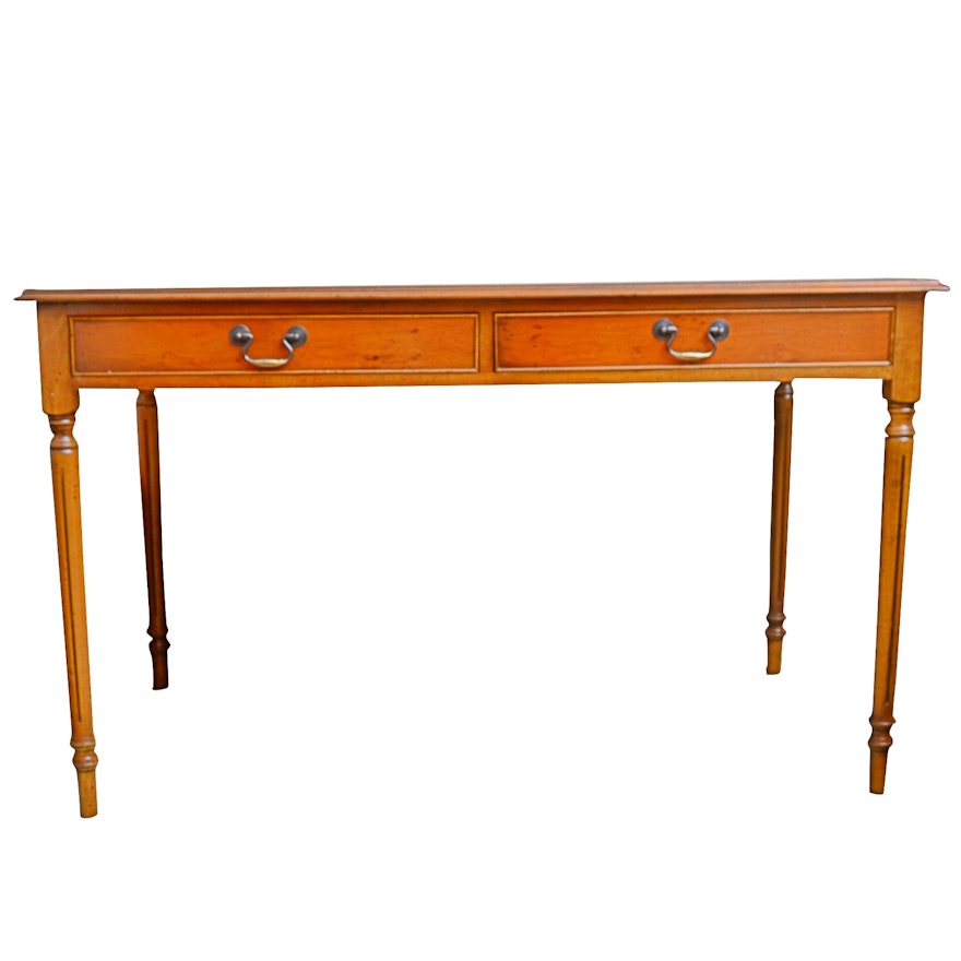 Neoclassical Style Cherry and Cherry Crotch Veneered Desk, Late 20th Century