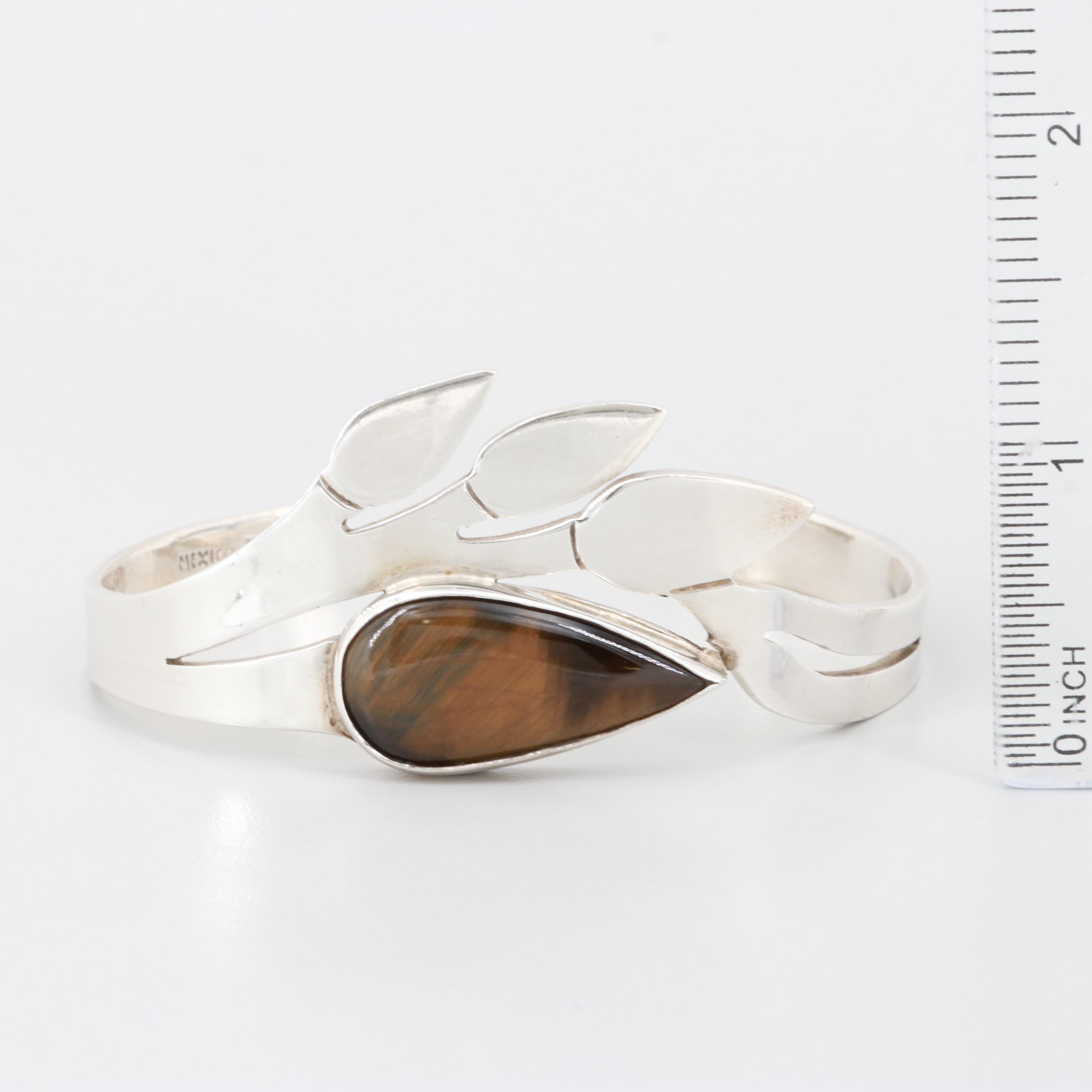 Mexican Sterling Silver Tiger's Eye Cuff Bracelet