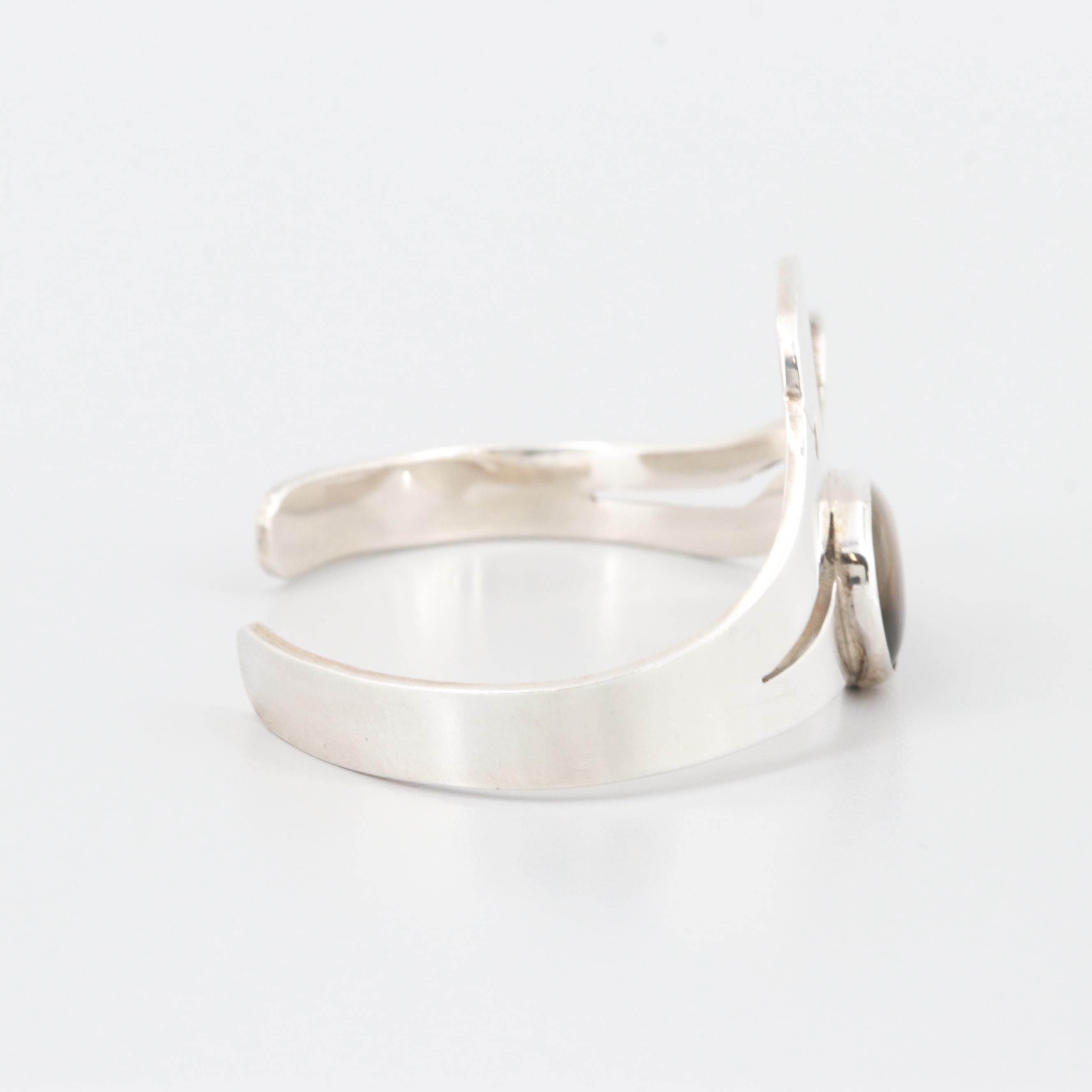 Mexican Sterling Silver Tiger's Eye Cuff Bracelet