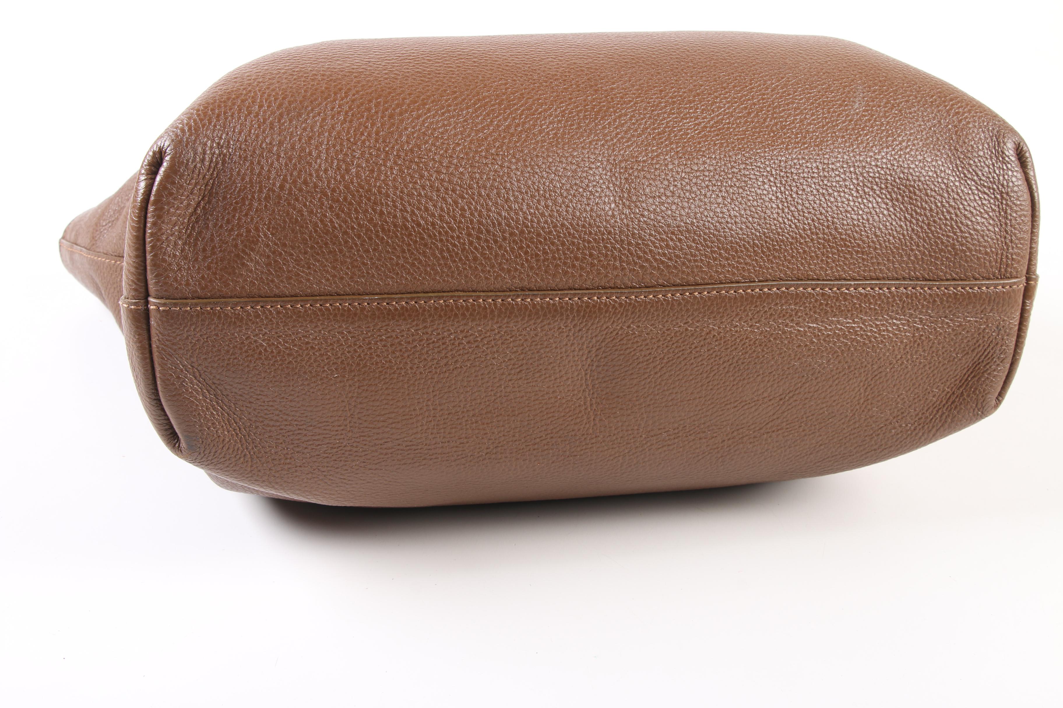 Prada Brown Vitello Daino Textured Leather Tote