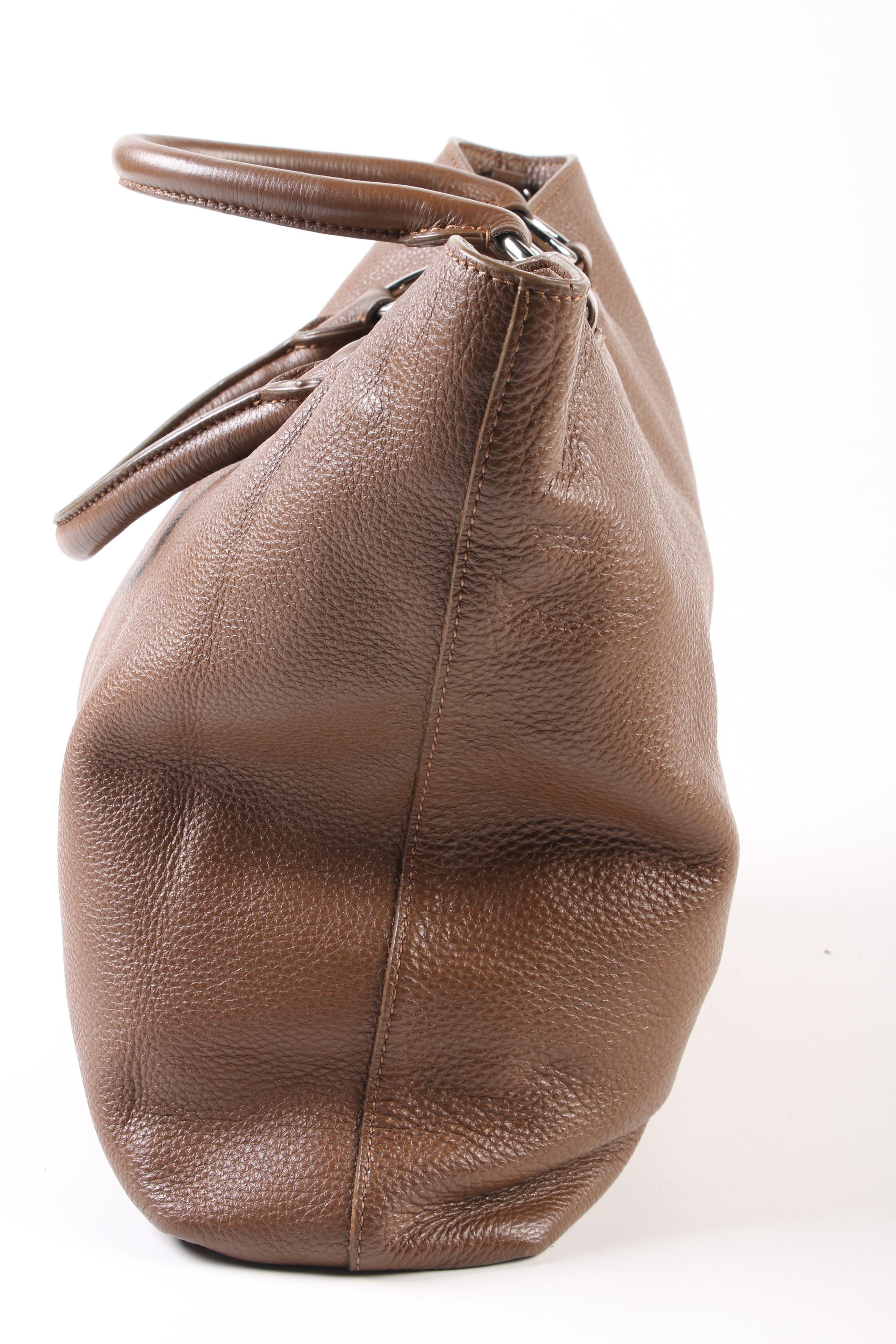 Prada Brown Vitello Daino Textured Leather Tote