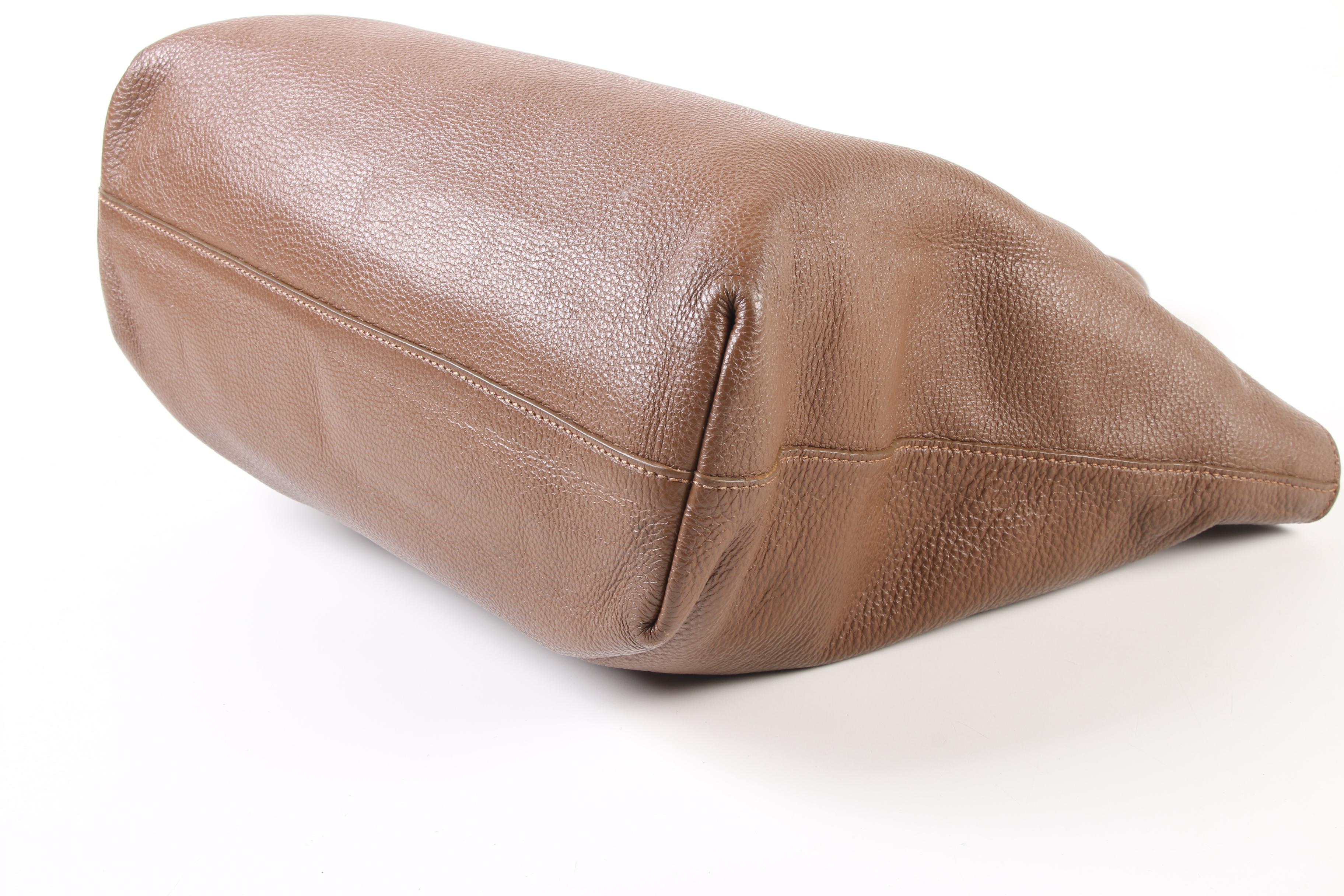 Prada Brown Vitello Daino Textured Leather Tote