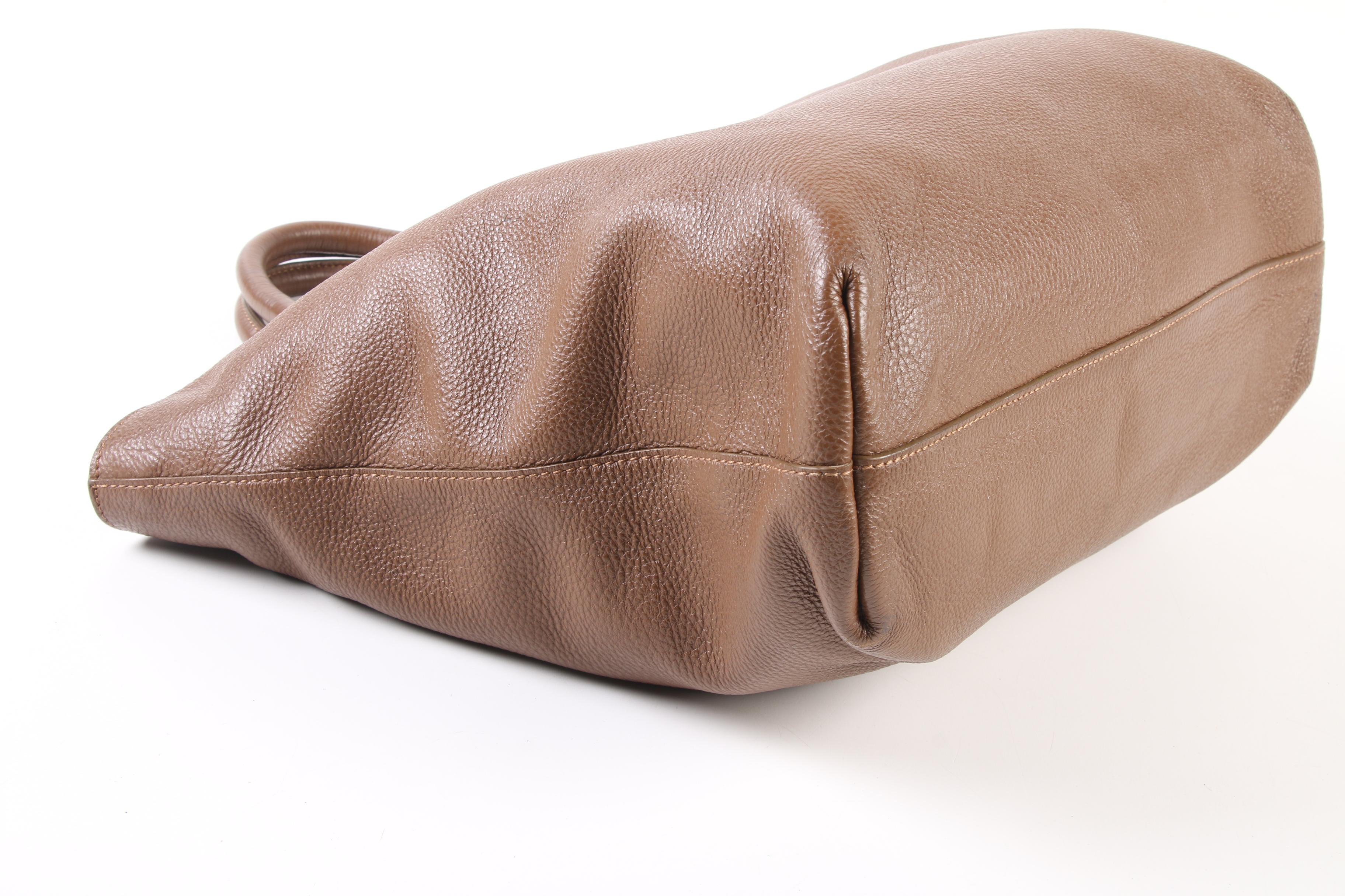 Prada Brown Vitello Daino Textured Leather Tote