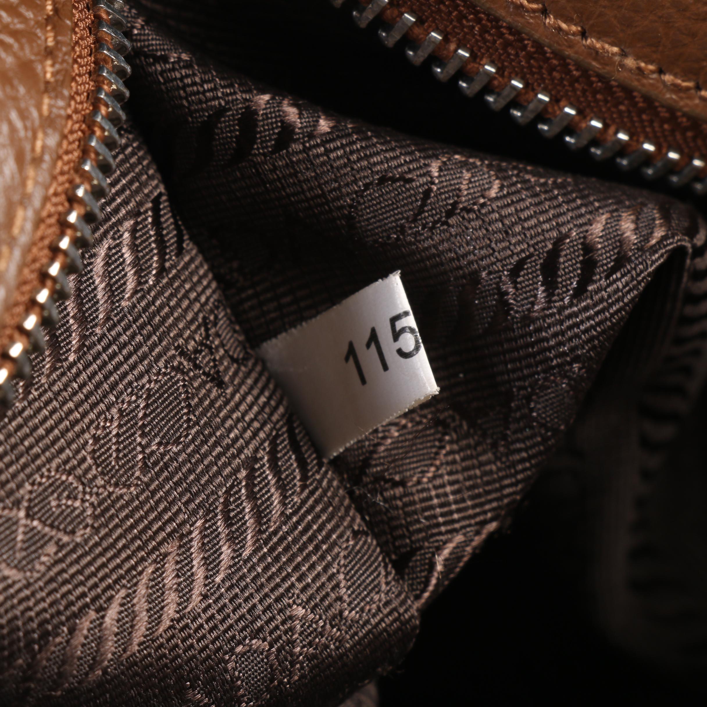 Prada Brown Vitello Daino Textured Leather Tote