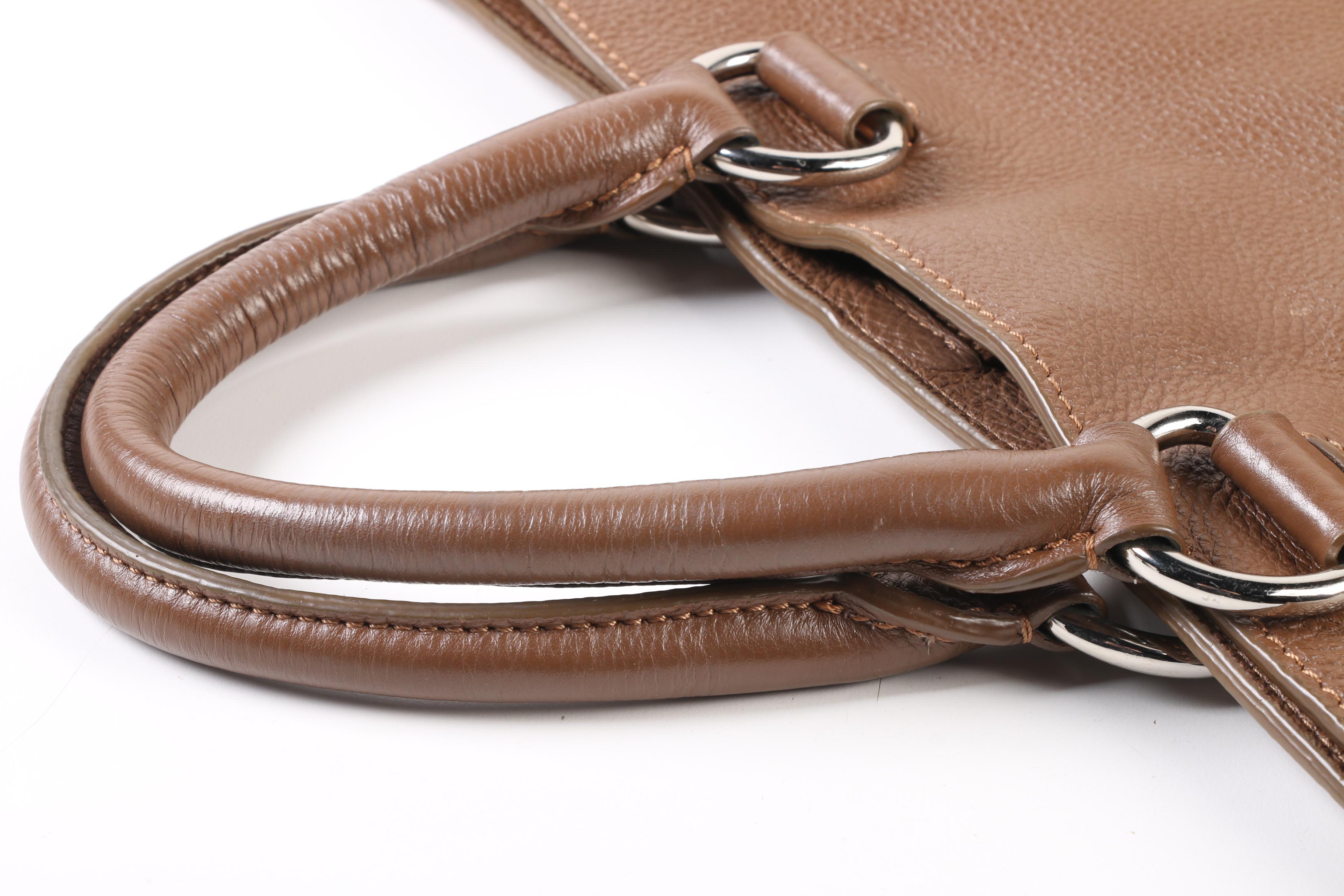 Prada Brown Vitello Daino Textured Leather Tote