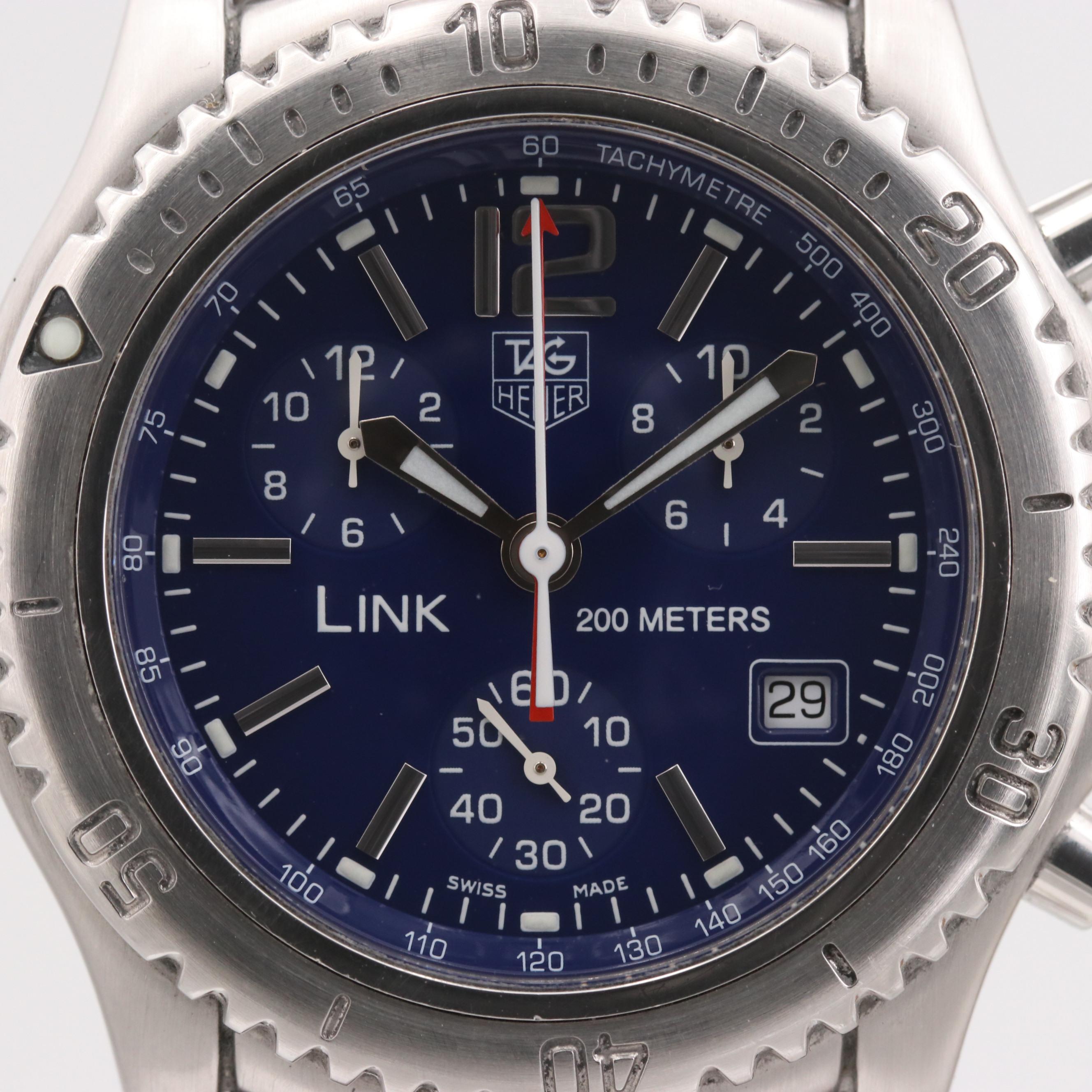 TAG Heuer Link Chronograph Blue Stainless Steel Watch