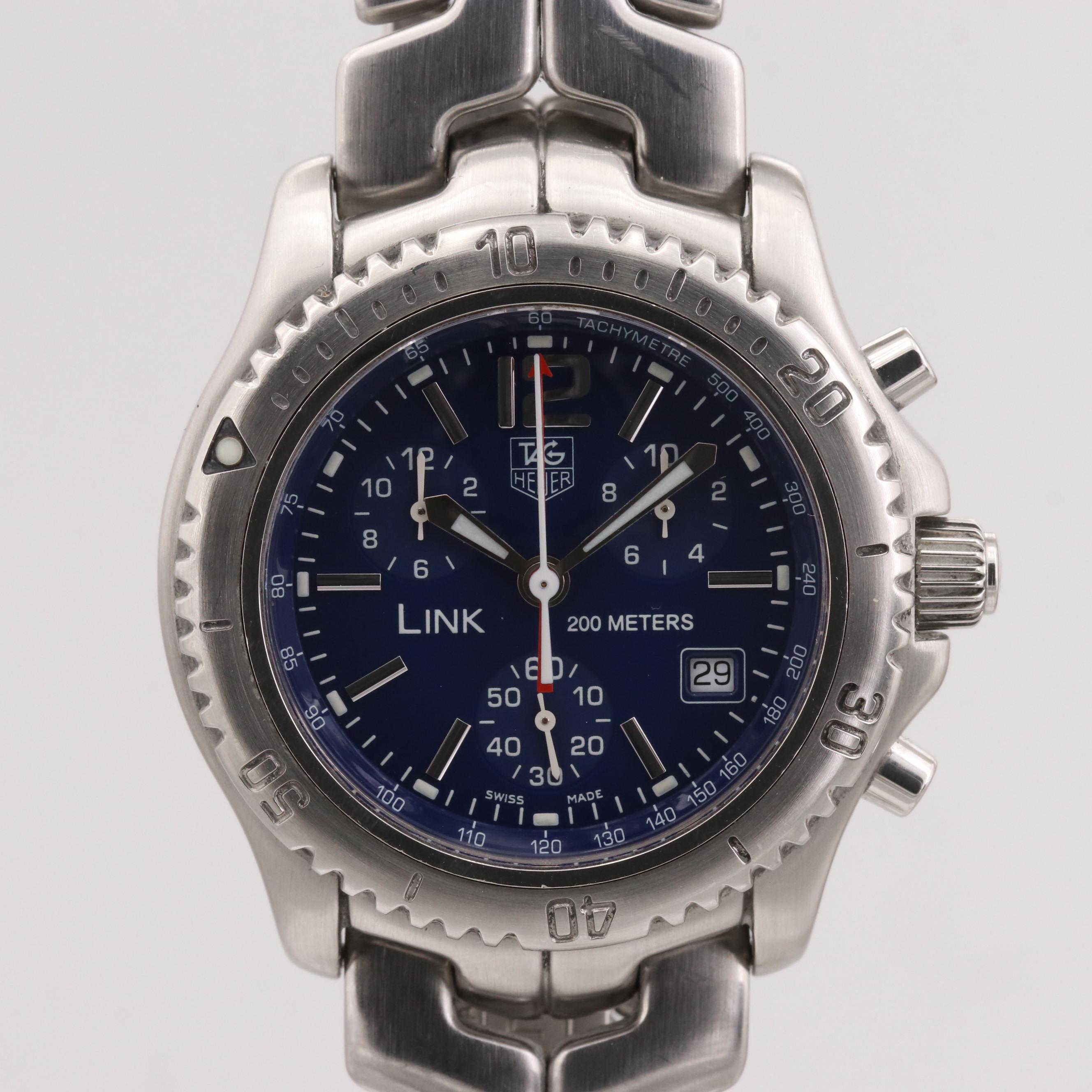 TAG Heuer Link Chronograph Blue Stainless Steel Watch