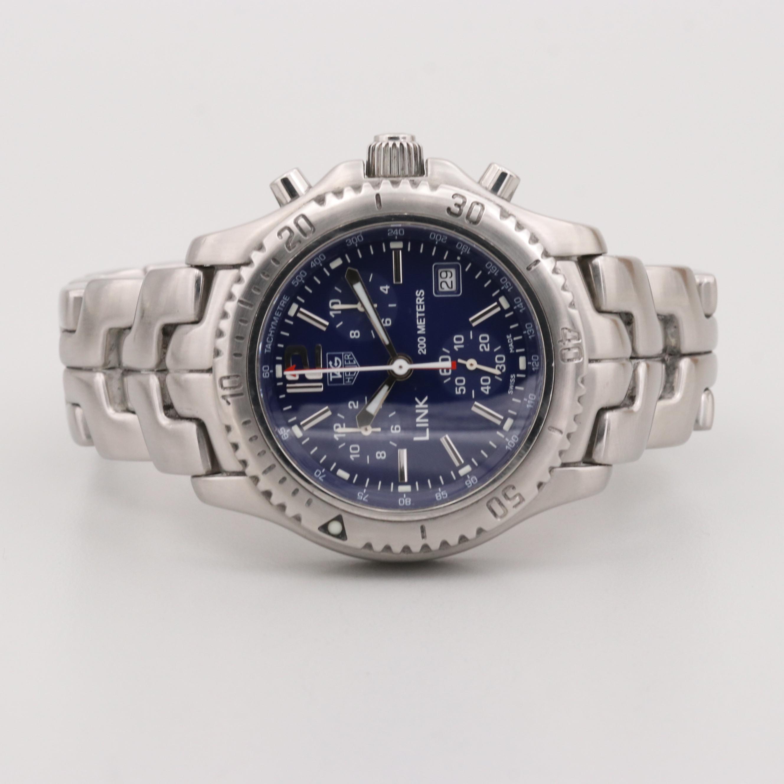 TAG Heuer Link Chronograph Blue Stainless Steel Watch