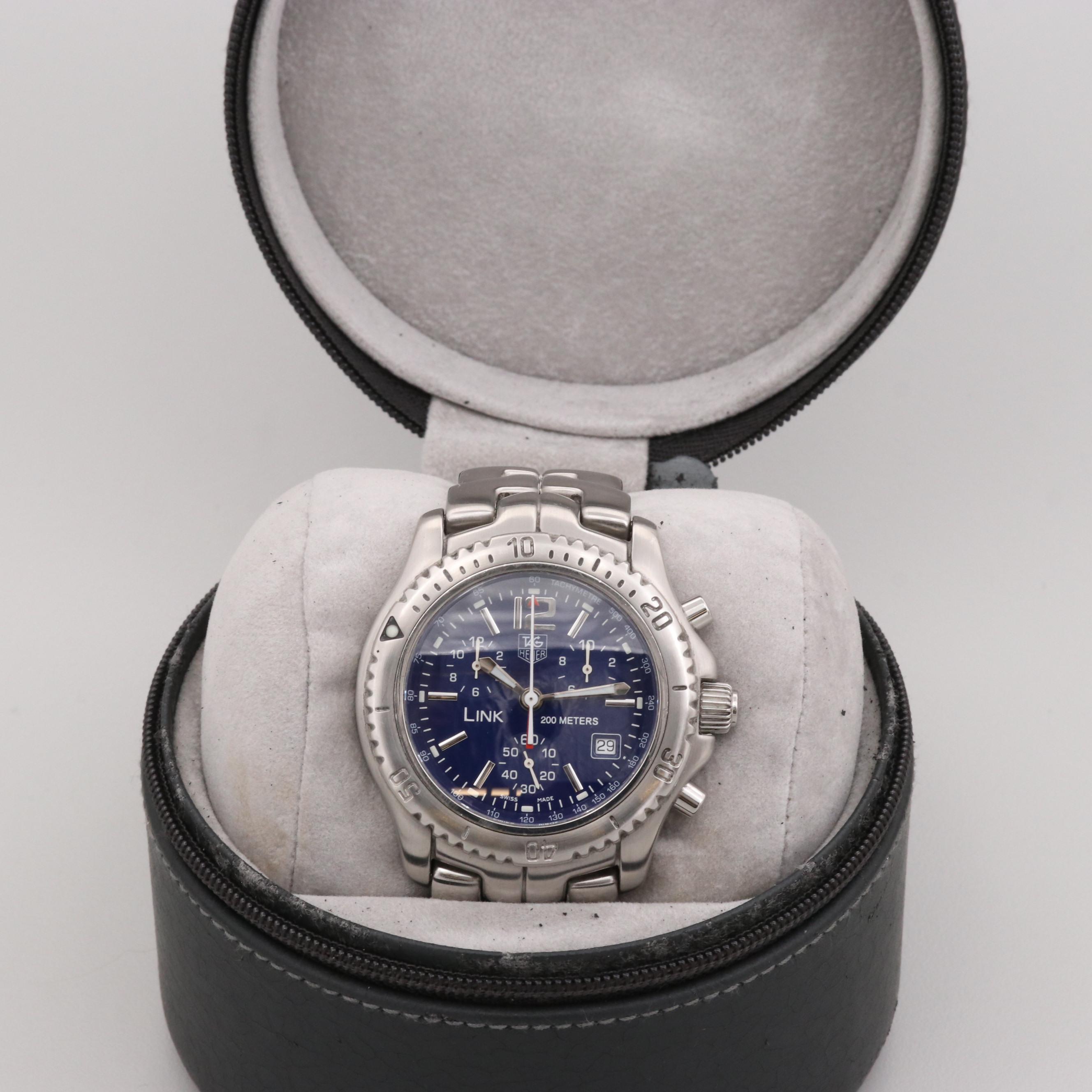 TAG Heuer Link Chronograph Blue Stainless Steel Watch