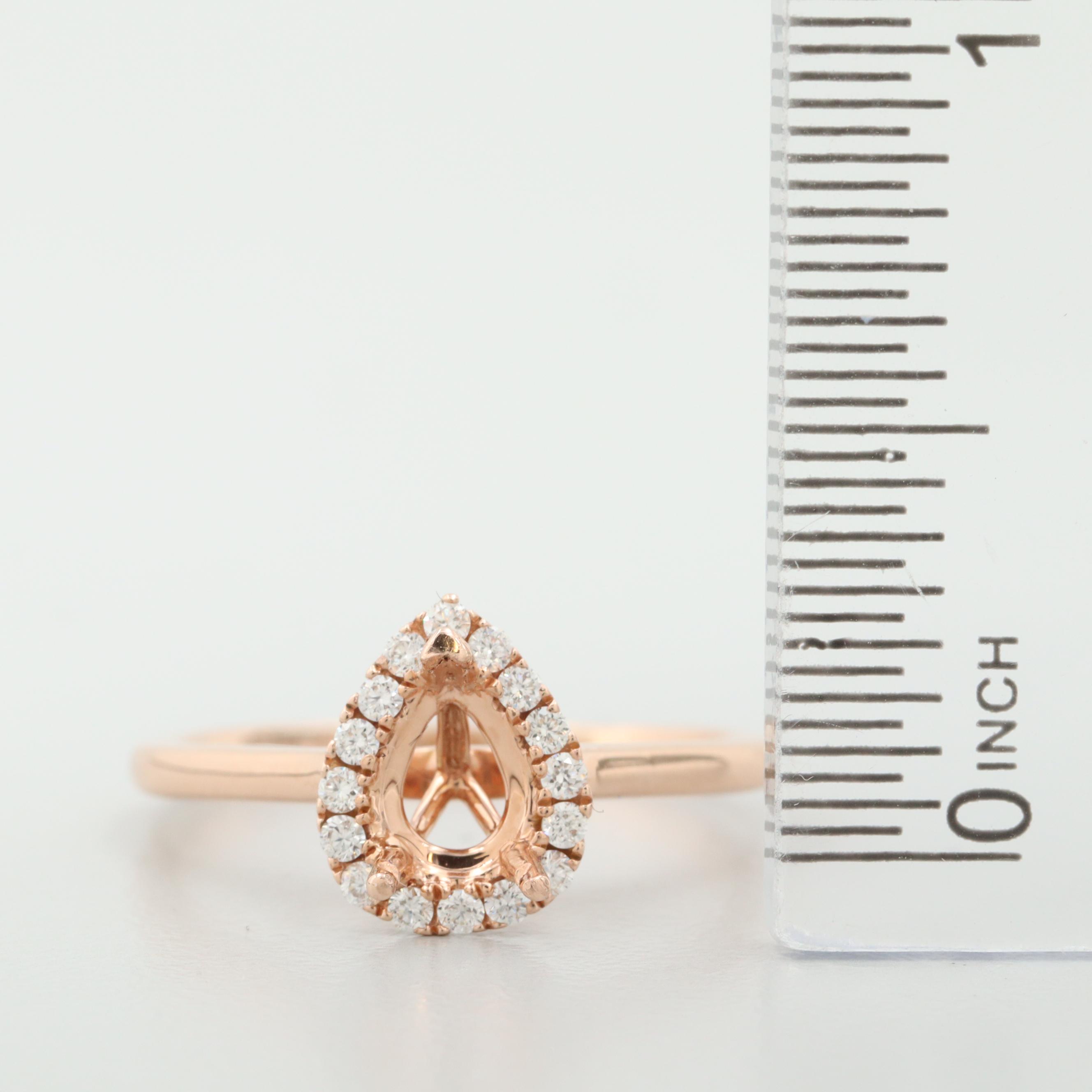 14K Rose Gold Diamond Semi-Mount Ring