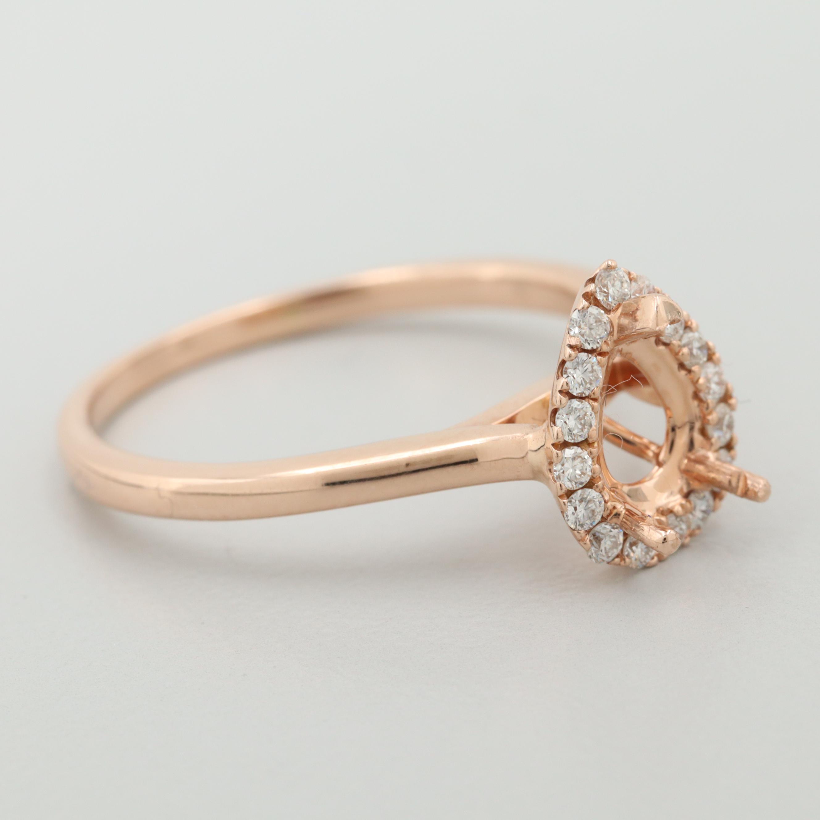 14K Rose Gold Diamond Semi-Mount Ring
