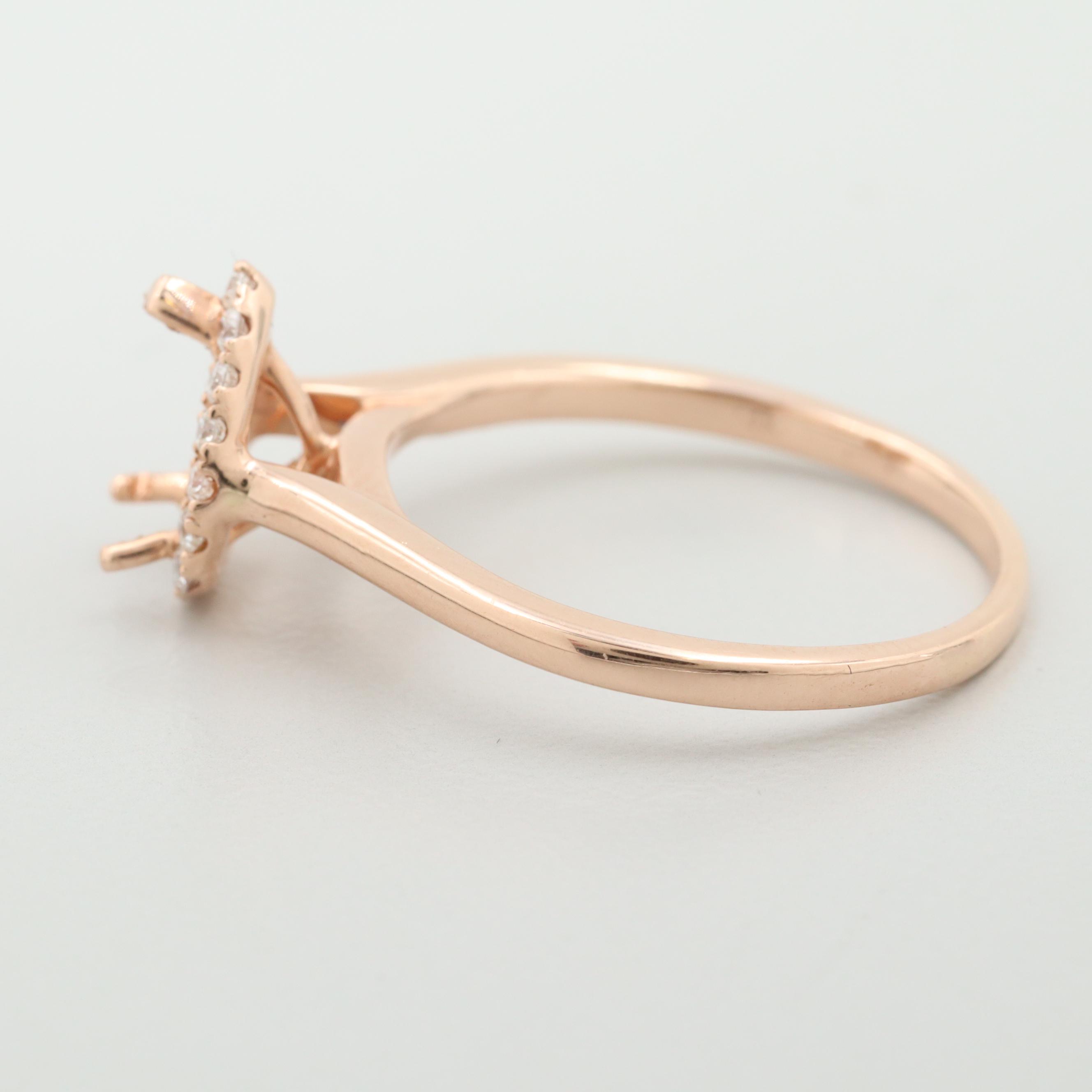 14K Rose Gold Diamond Semi-Mount Ring