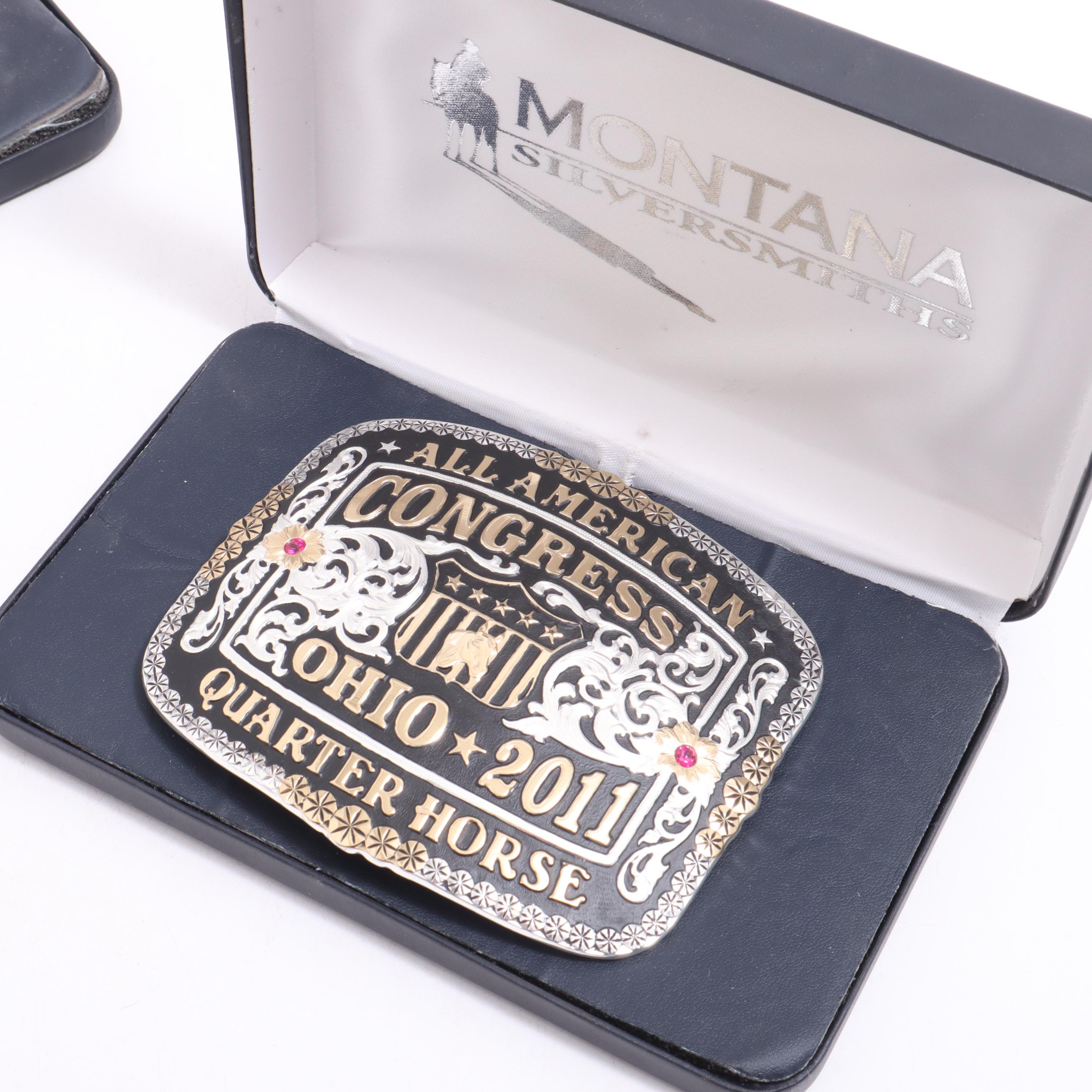 Montana Silversmiths "All American Quarter Horse Congress" Belt Buckles