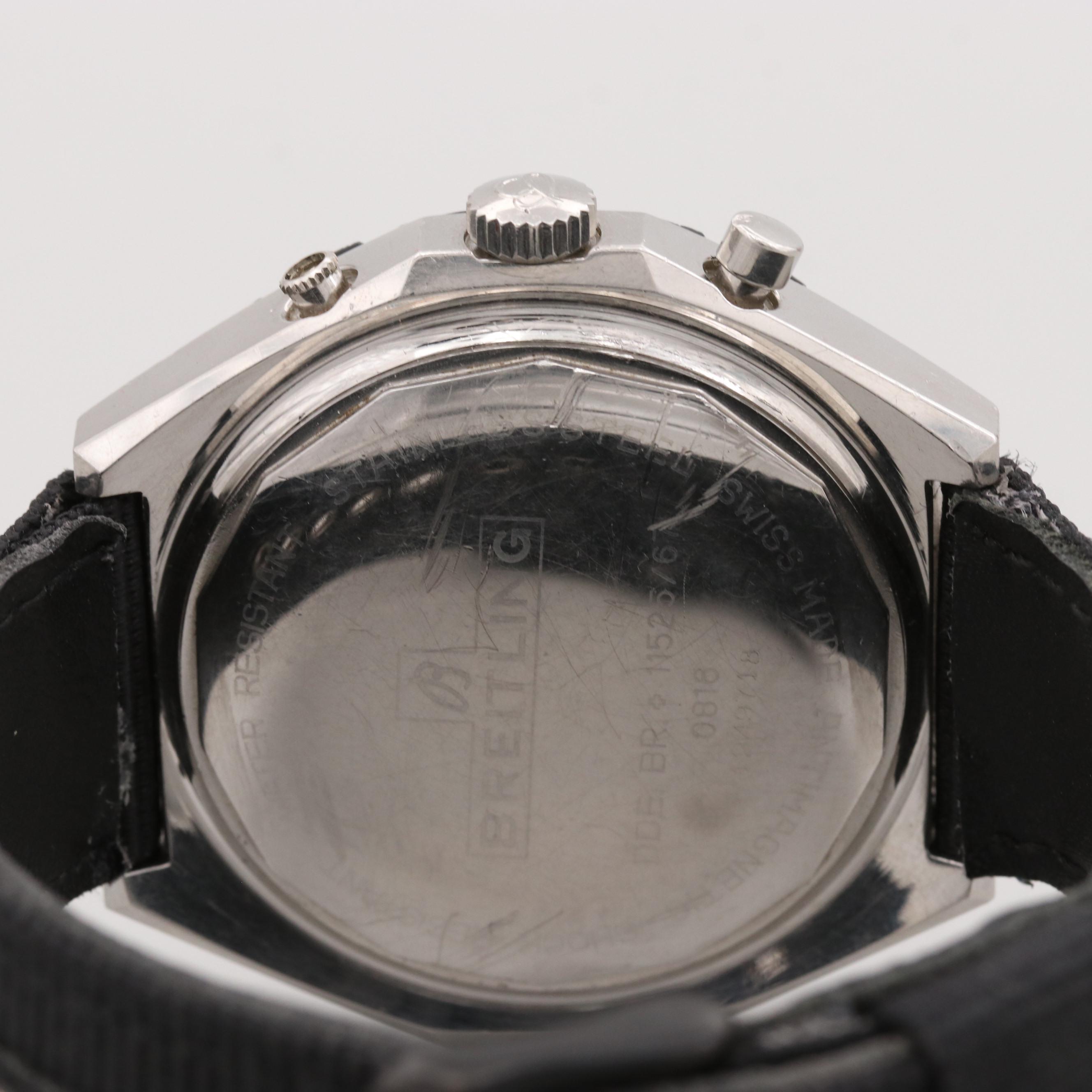 Vintage Breitling Navitimer Stainless Steel Stem Wind Chronograph Watch