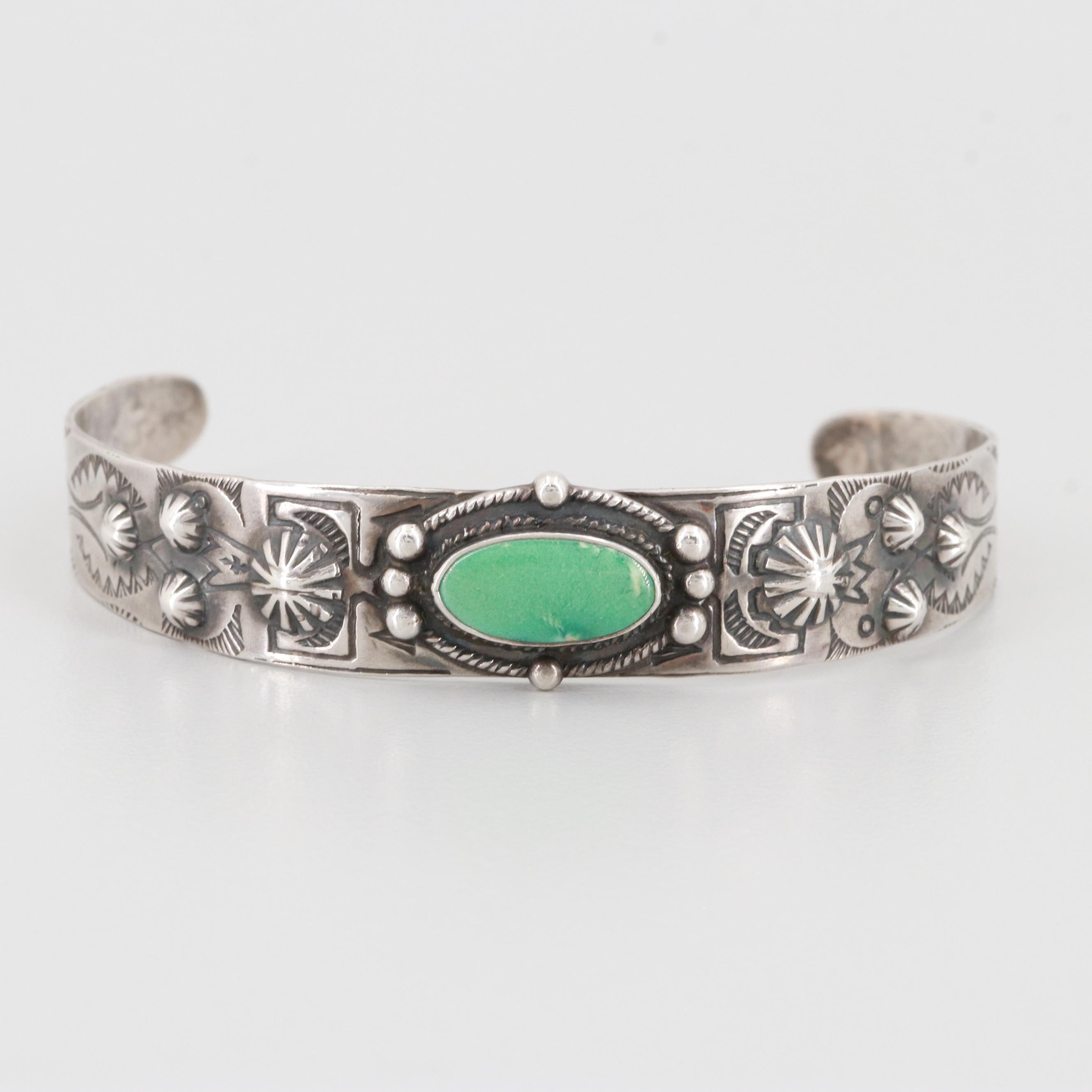 Southwestern Style Sterling Silver Turquoise Cuff Bracelet