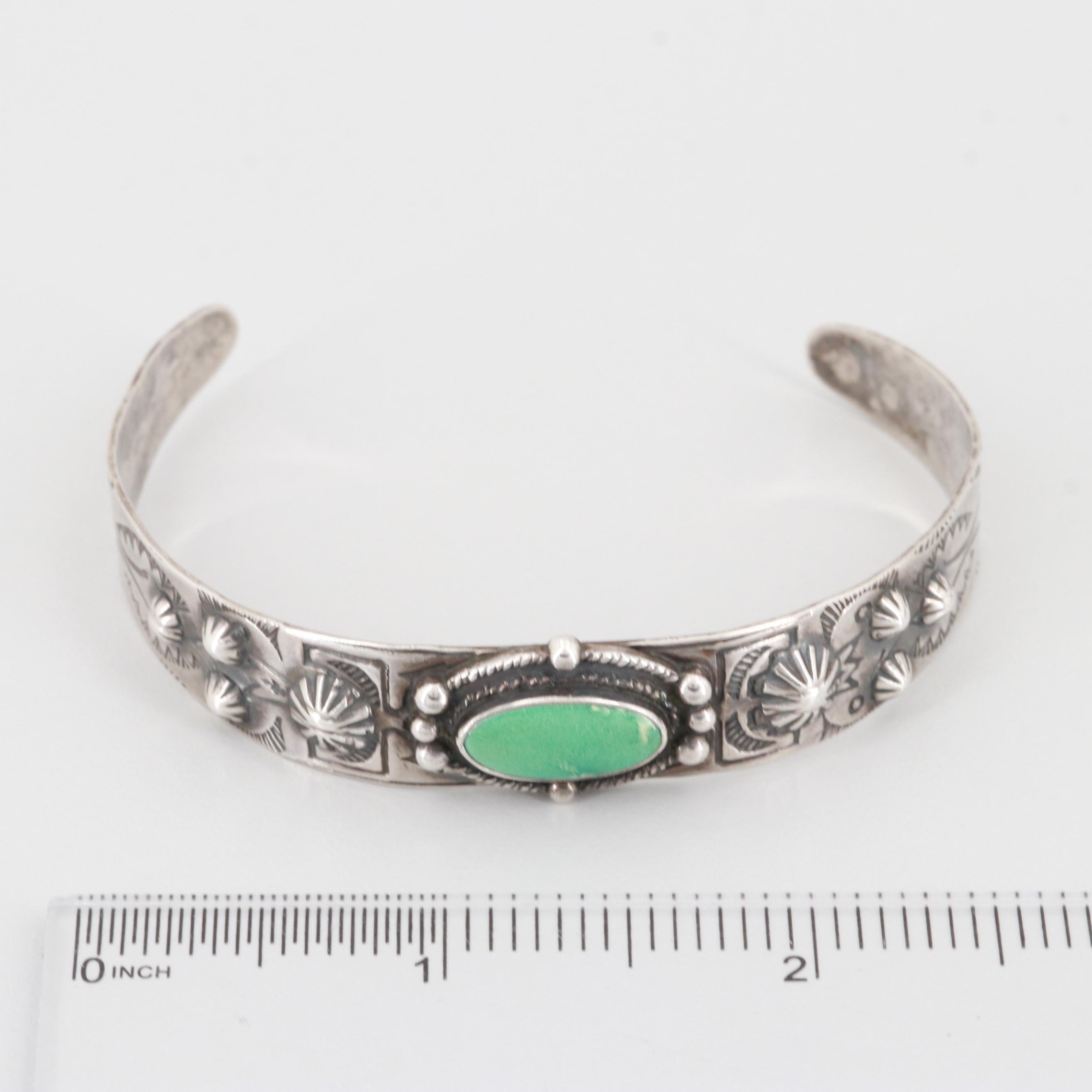 Southwestern Style Sterling Silver Turquoise Cuff Bracelet