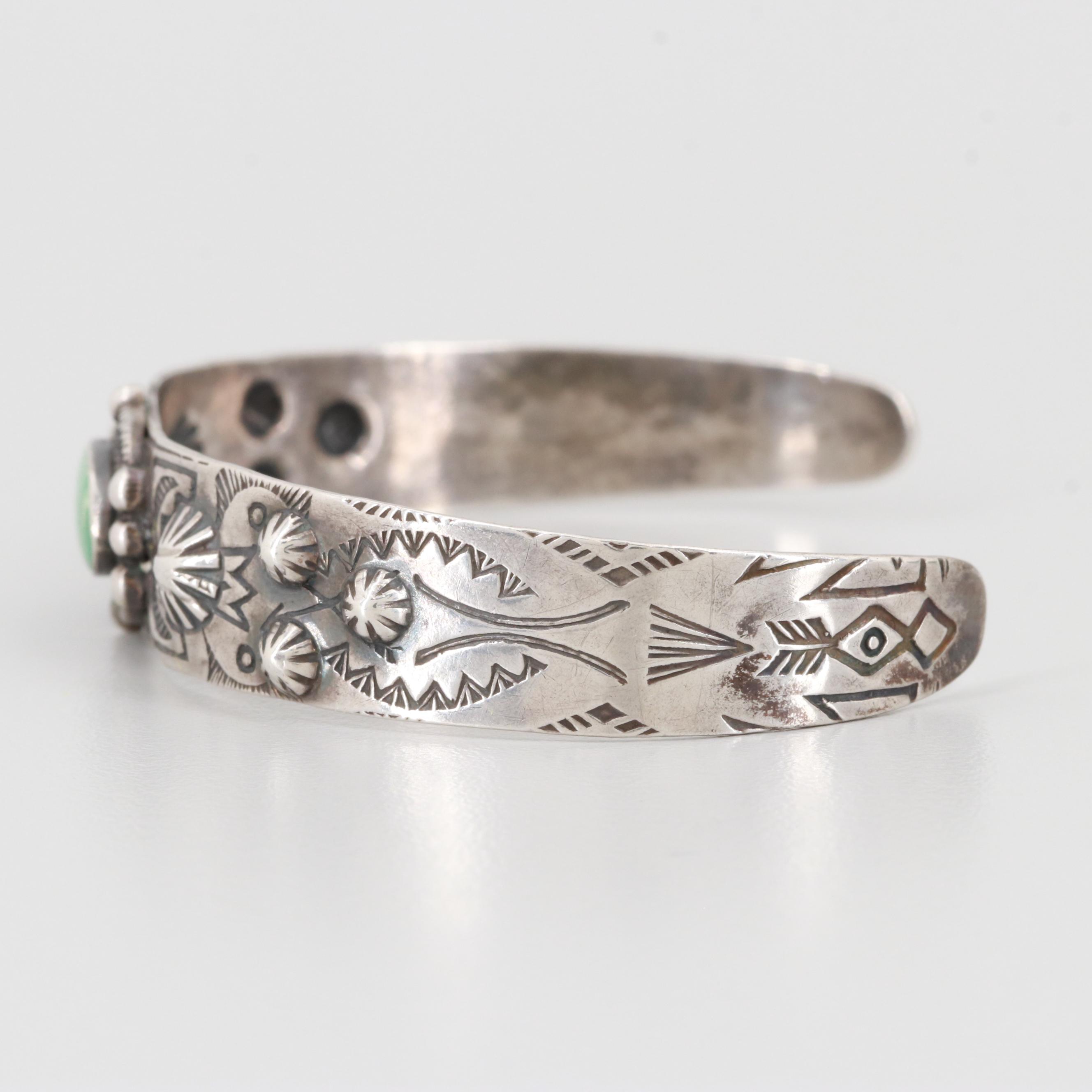 Southwestern Style Sterling Silver Turquoise Cuff Bracelet