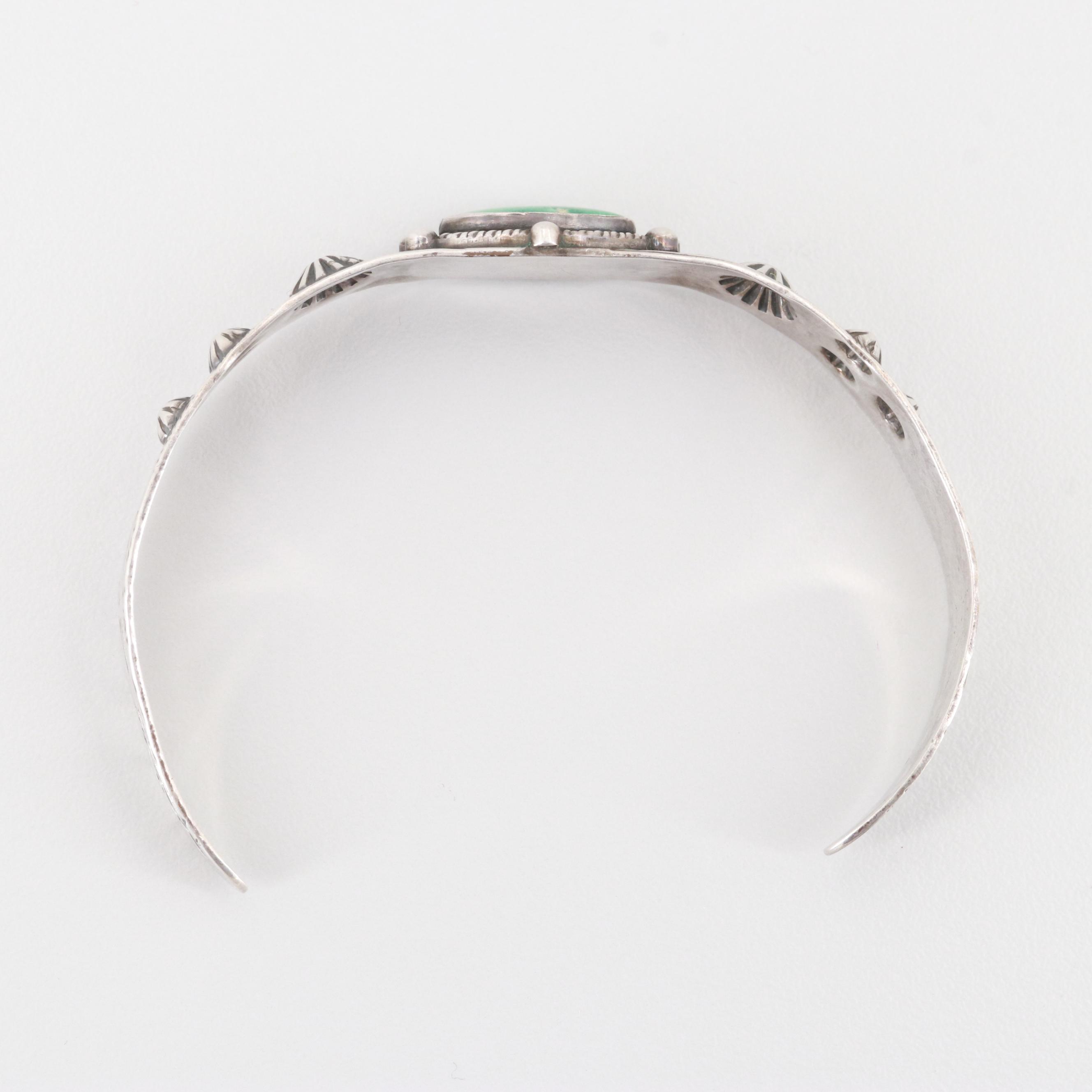 Southwestern Style Sterling Silver Turquoise Cuff Bracelet